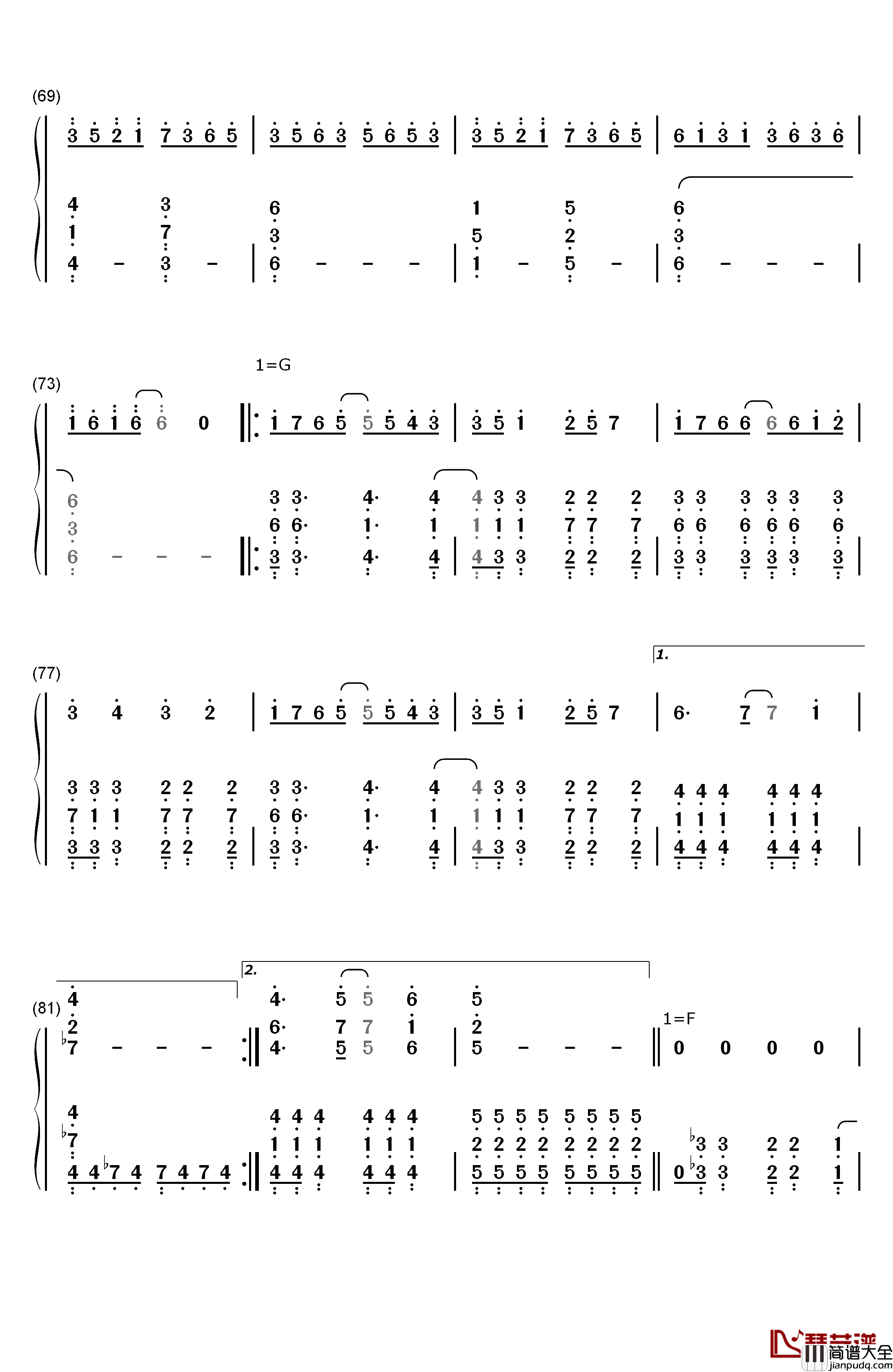 Amaranth钢琴简谱_数字双手_Nightwish