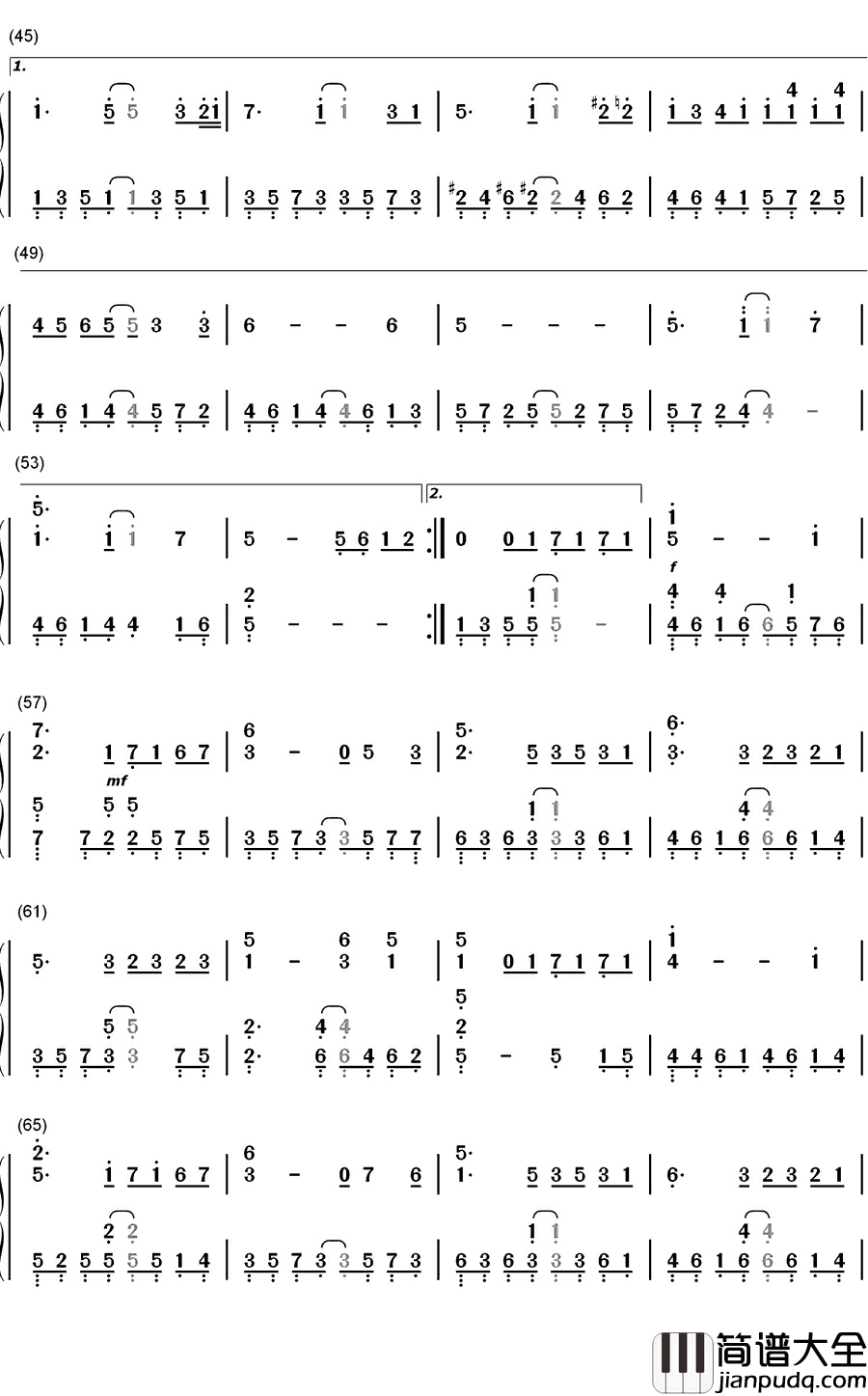 离人钢琴简谱_数字双手_林志炫