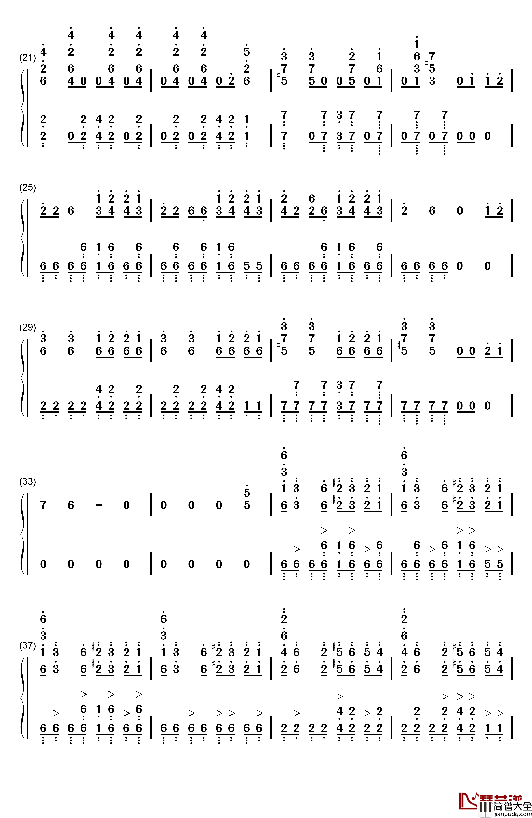 Bad_Guy钢琴简谱_数字双手_Billie_Eilish