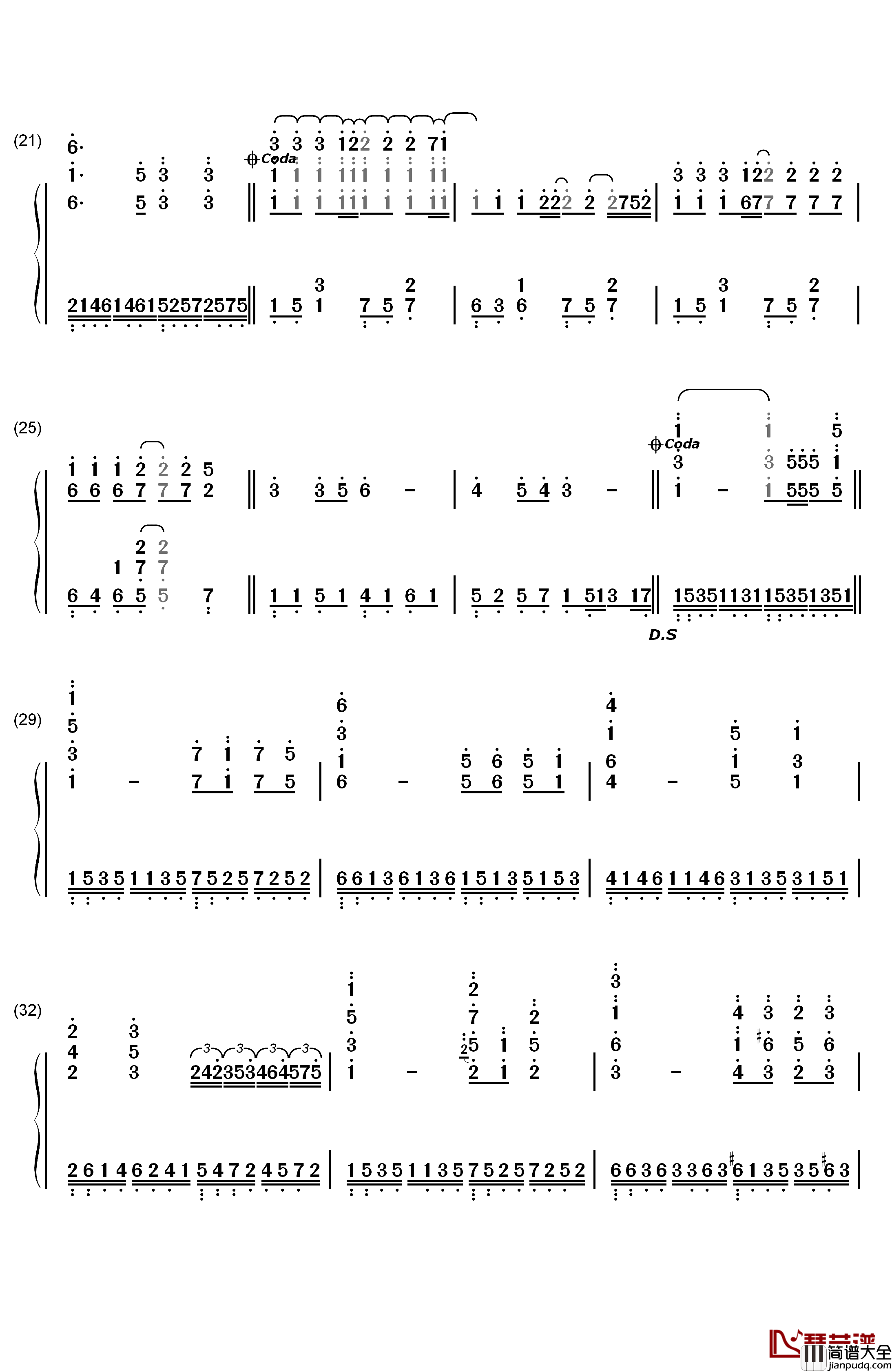 A_Little_Love钢琴简谱_数字双手_冯曦妤