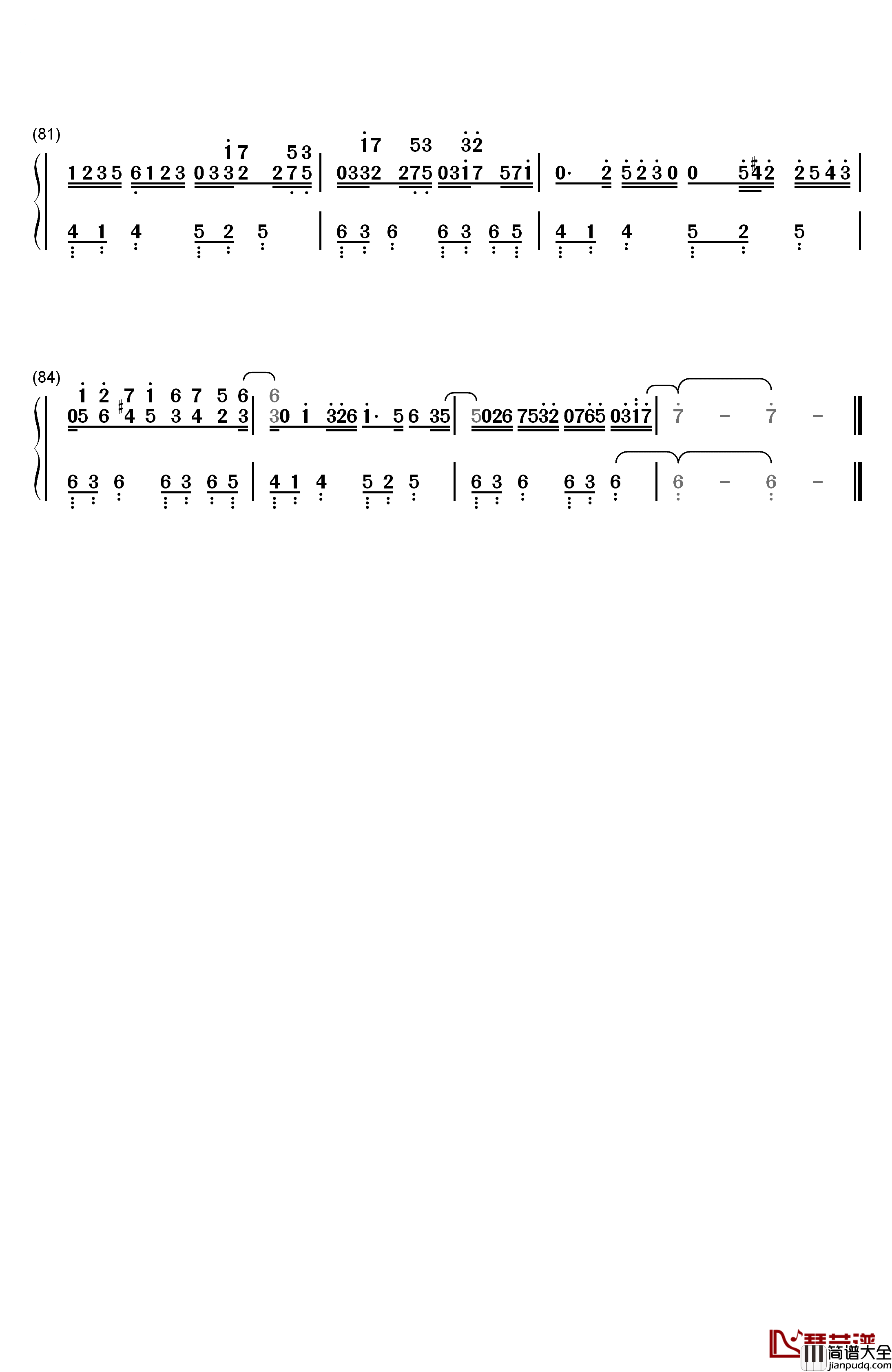 镜花水月钢琴简谱_数字双手_西村由纪江