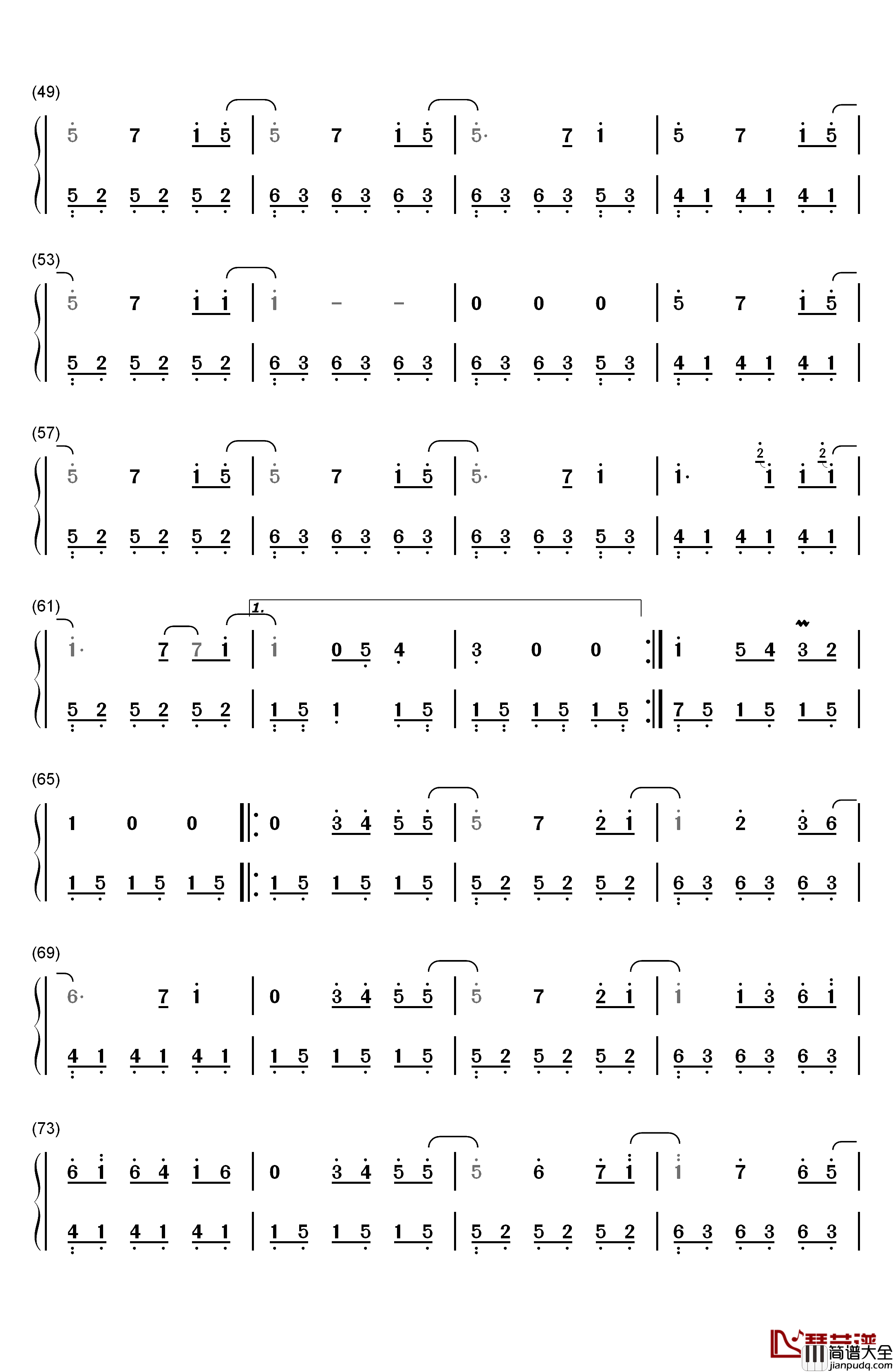 Turning钢琴简谱_数字双手_班得瑞