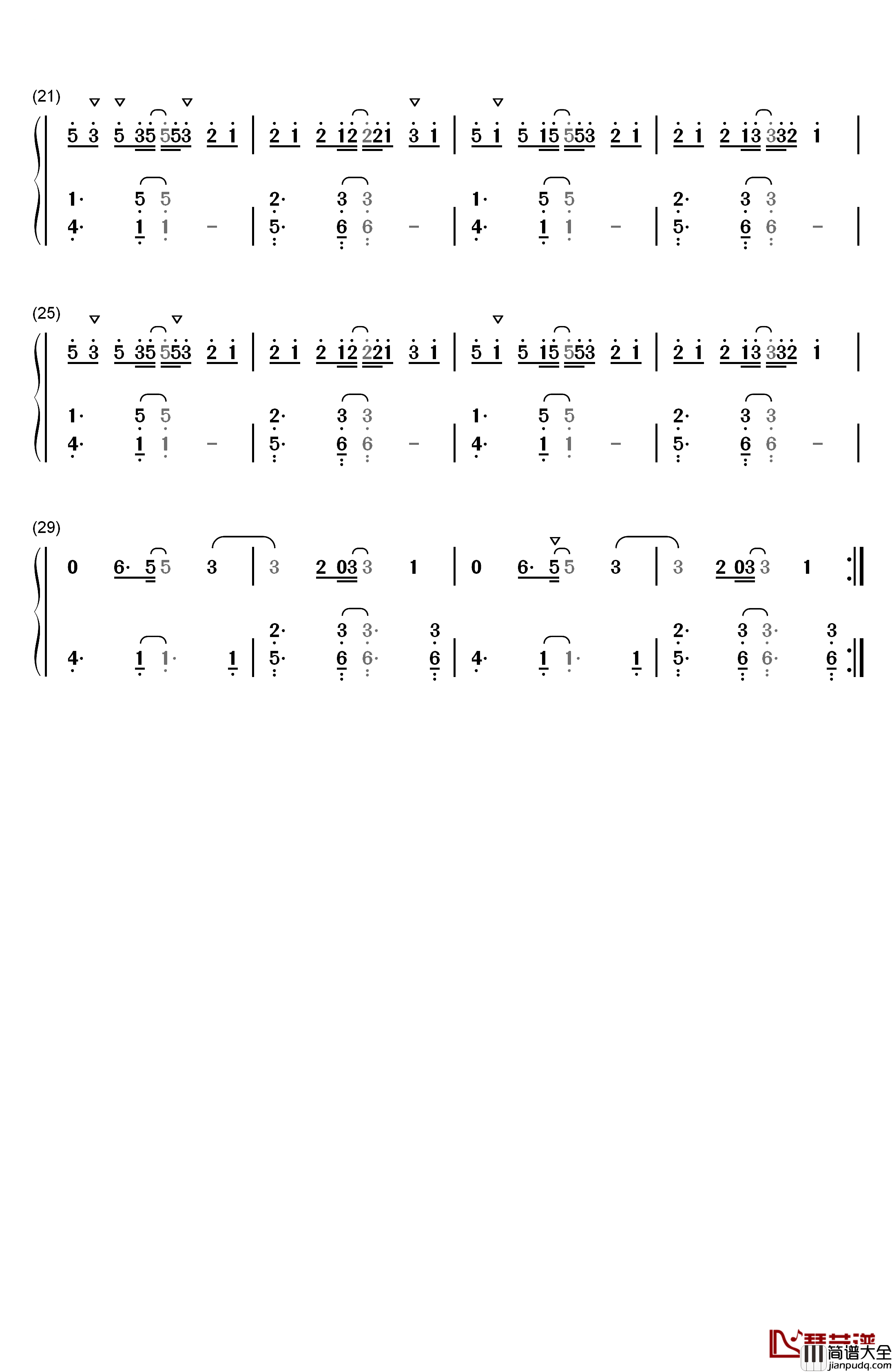 文爱钢琴简谱_数字双手_CG