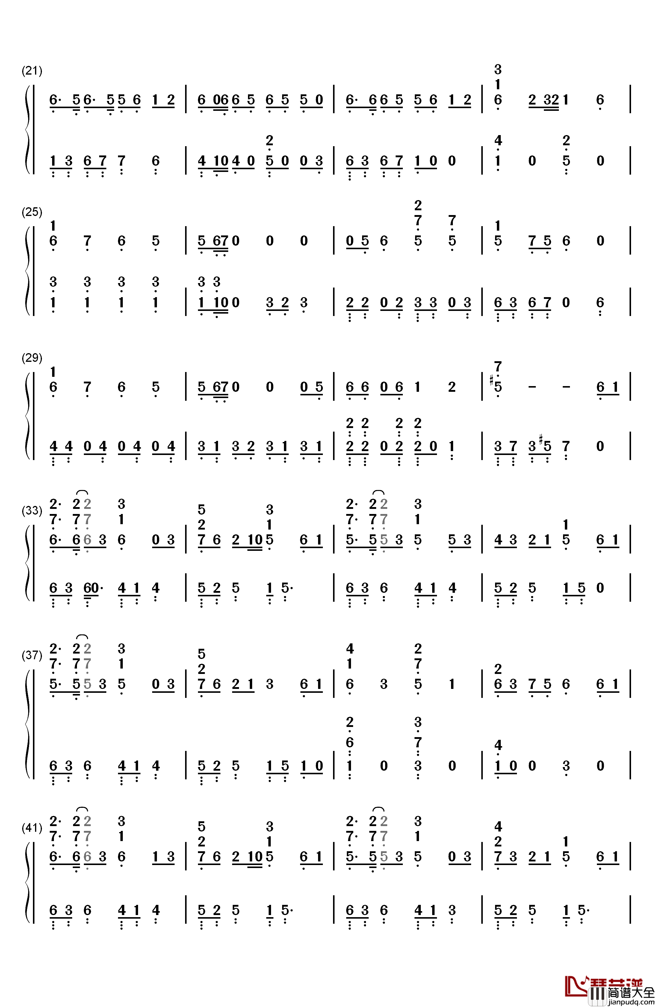 千本樱钢琴简谱_数字双手_初音ミク