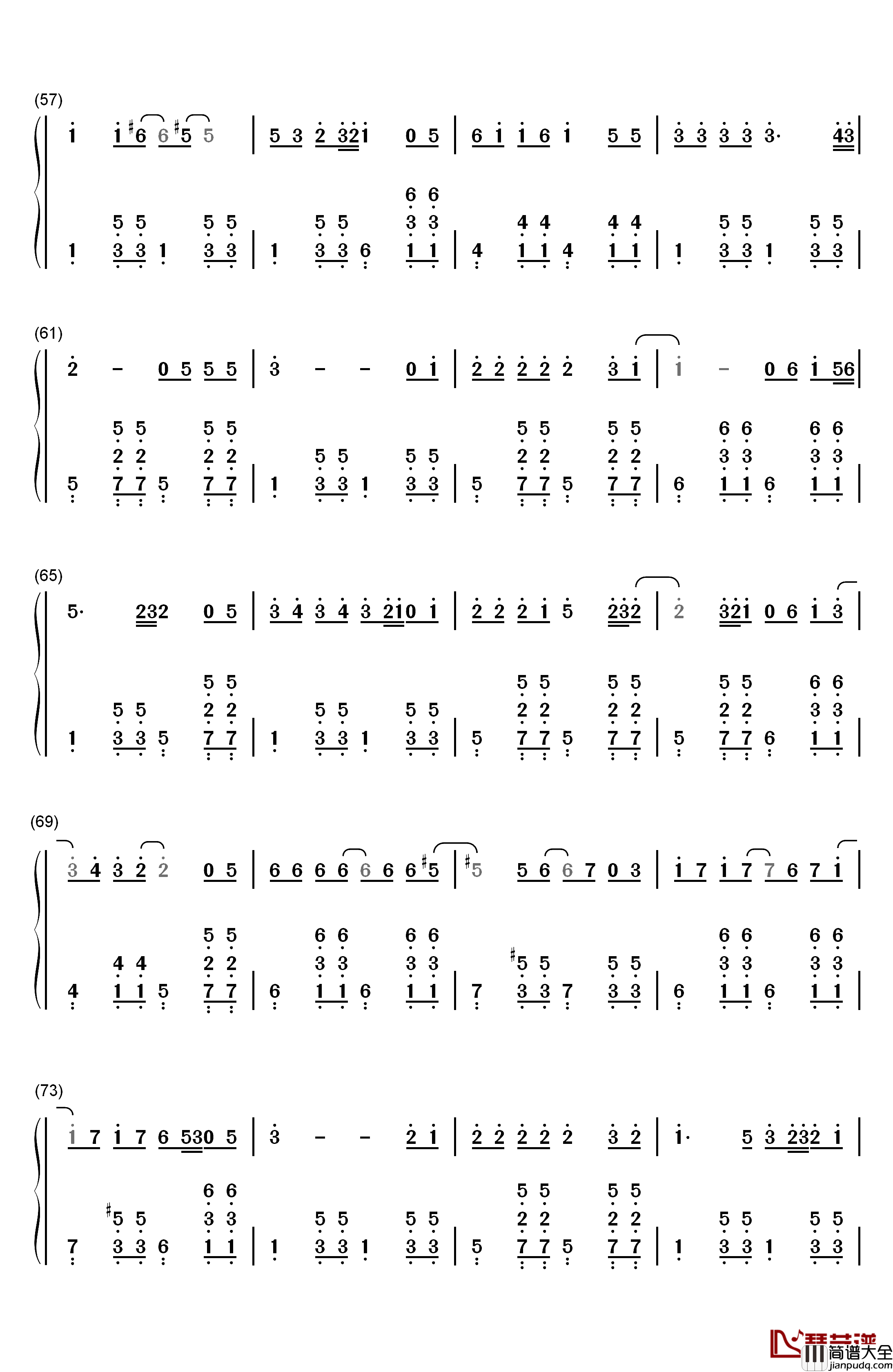 普通朋友钢琴简谱_数字双手_陶喆