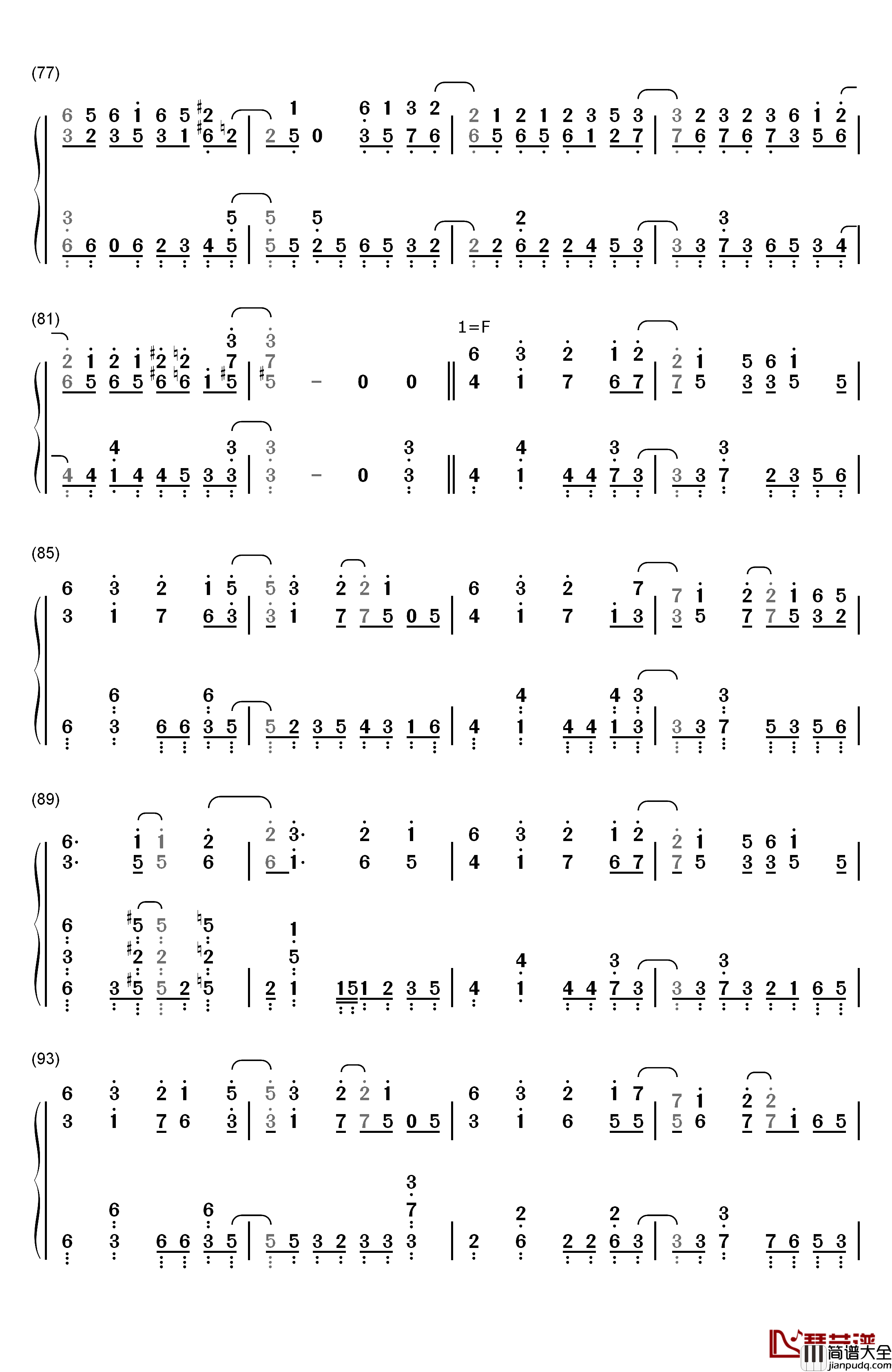 ロスタイムメモリー钢琴简谱_数字双手_IA