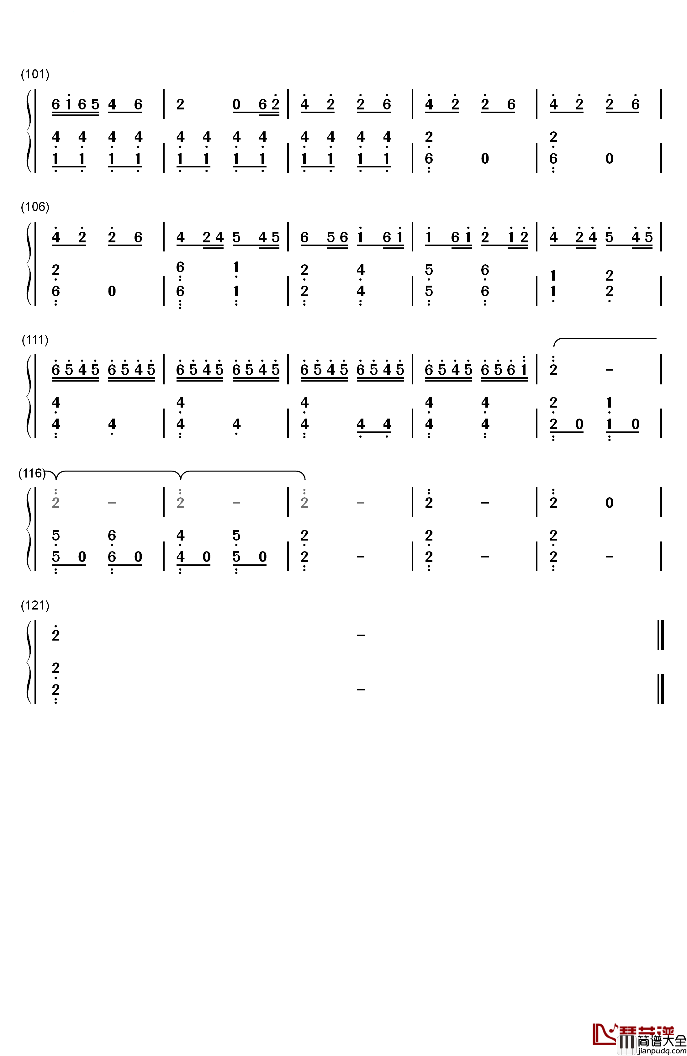 赛马钢琴简谱_数字双手_黄海怀