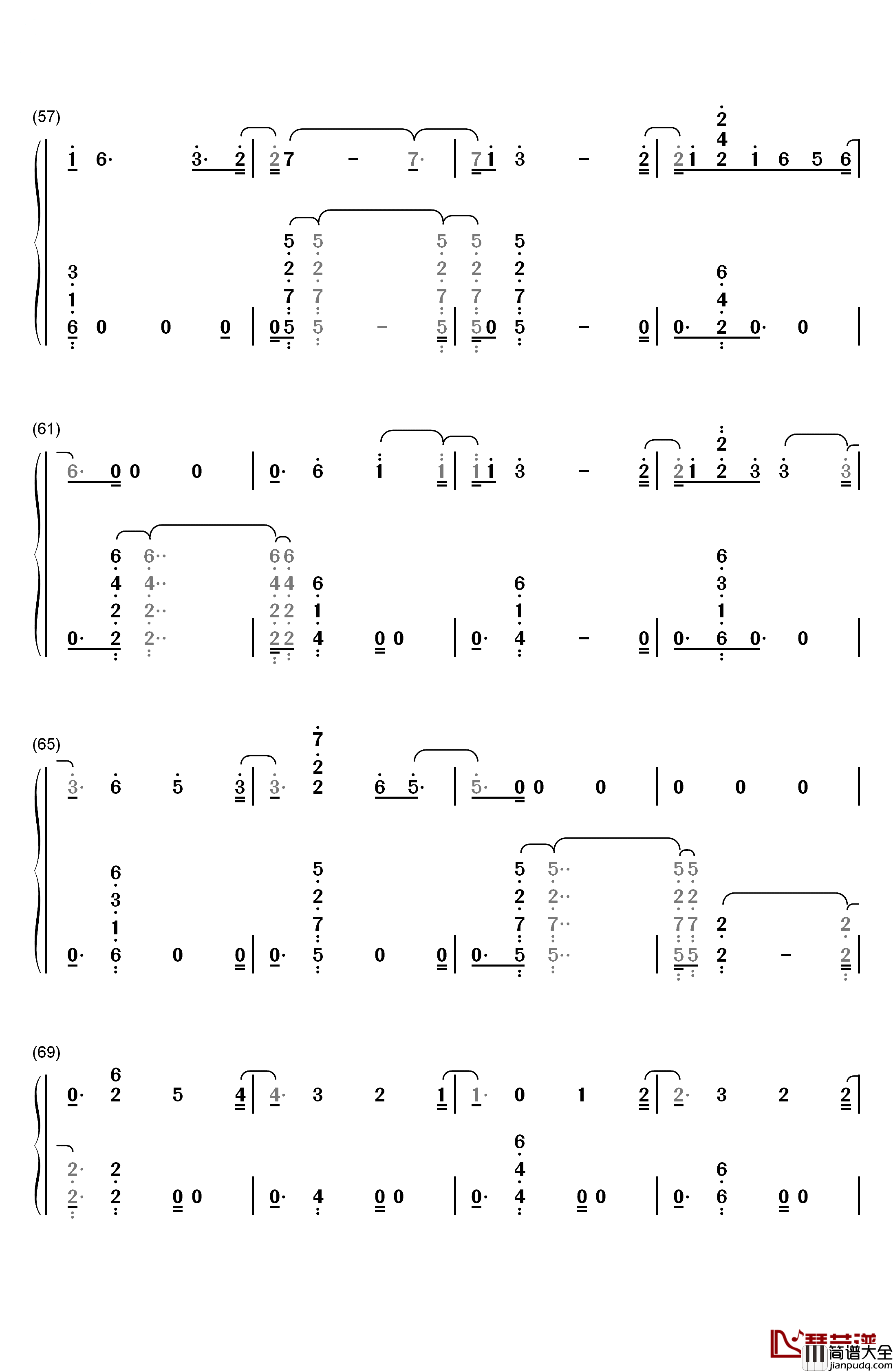 One_Woman_Man钢琴简谱_数字双手_John_Legend