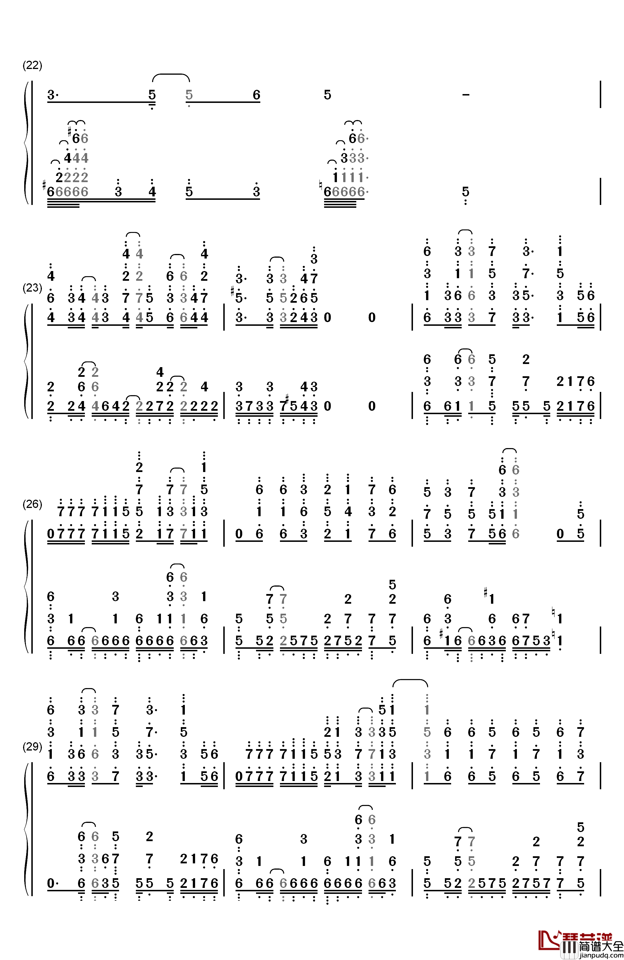 银の祈誓钢琴简谱_数字双手_soraru