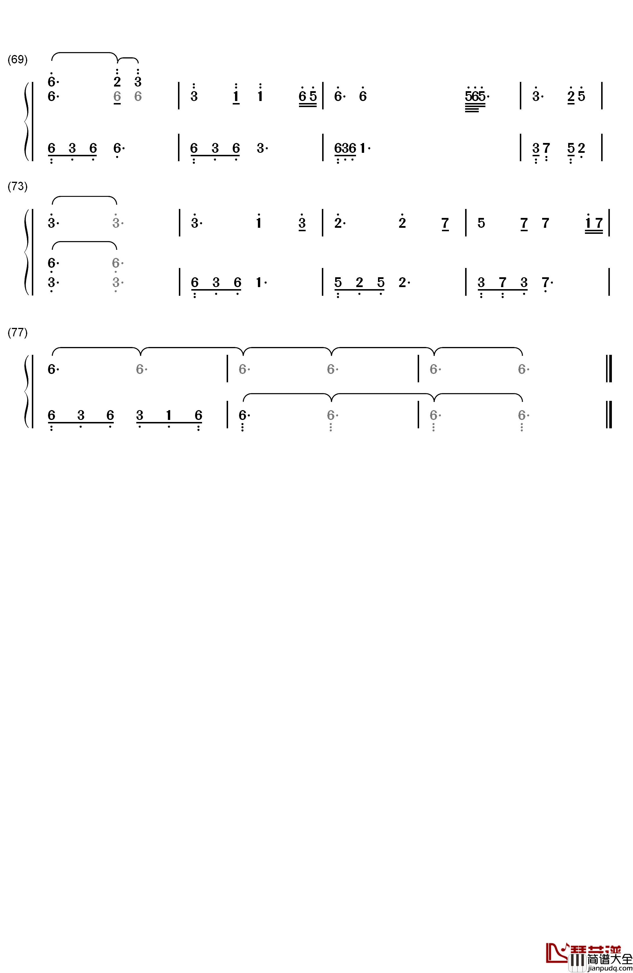 不可说钢琴简谱_数字双手_霍建华__赵丽颖