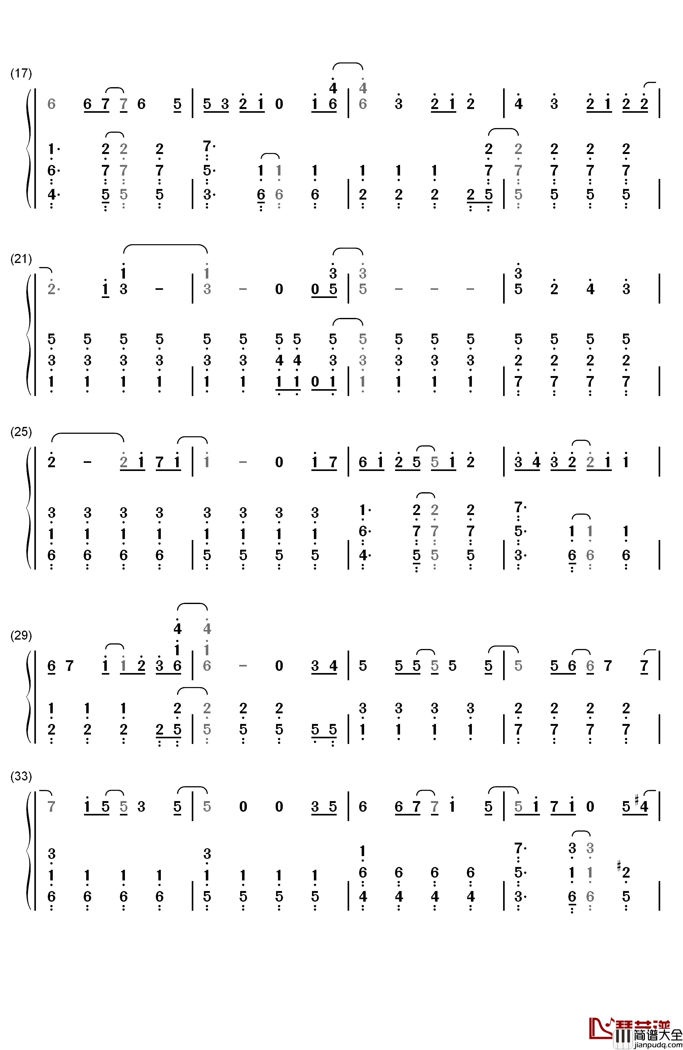 机会的顺序钢琴简谱_数字双手_AKB48