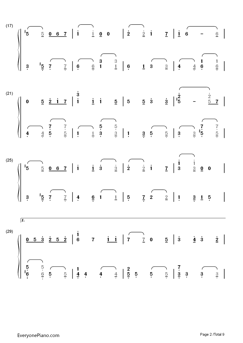 ノエルの夜钢琴简谱_数字双手_AKB48