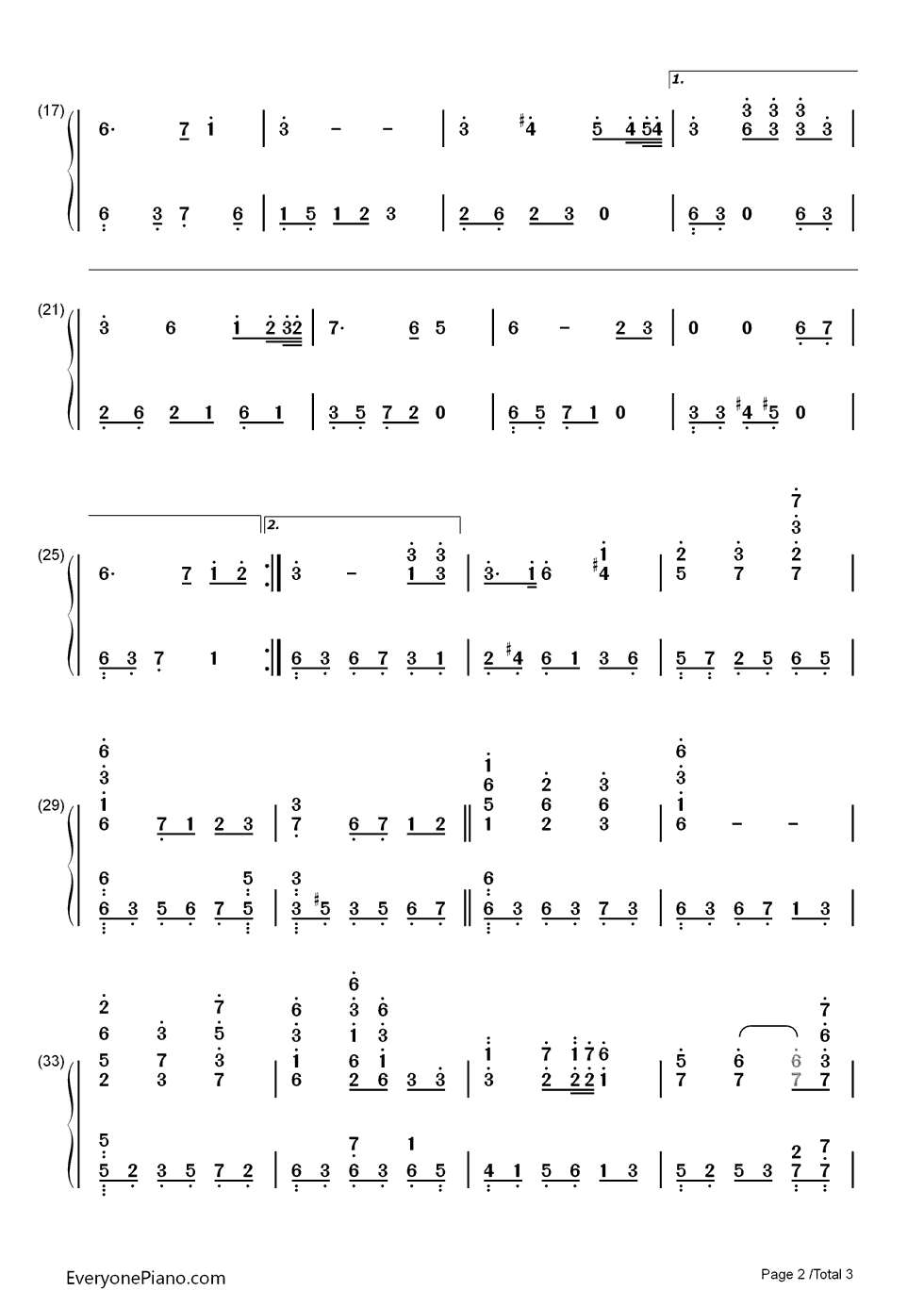 满月钢琴简谱_数字双手_陈思思