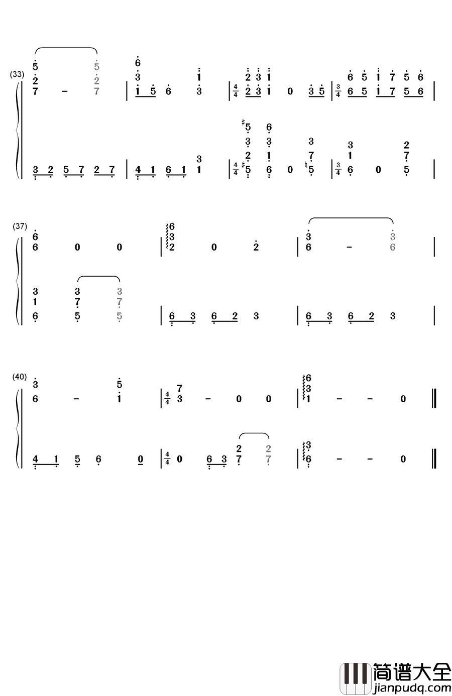 无限的爱钢琴简谱_数字双手_久石让