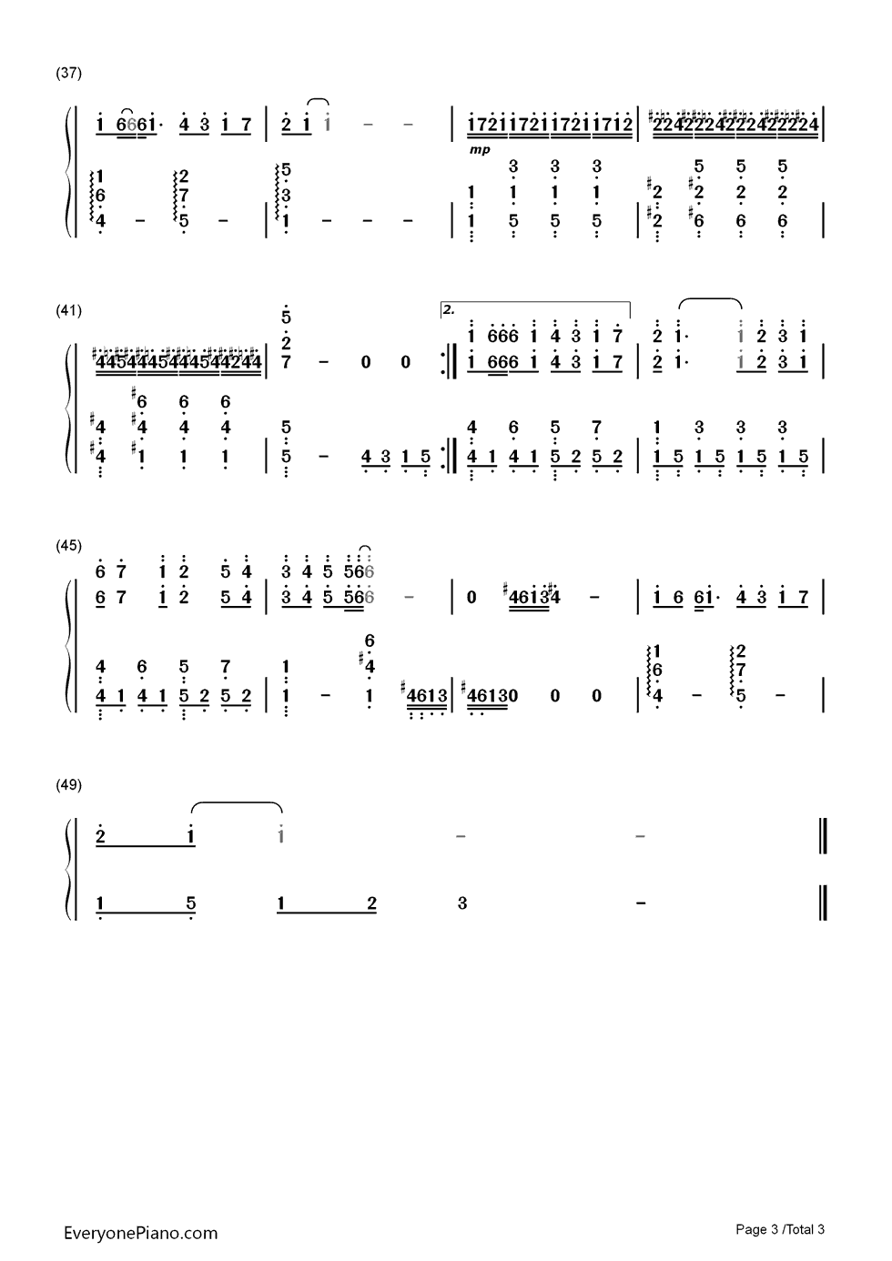 你对我的好钢琴简谱_数字双手_伊能静