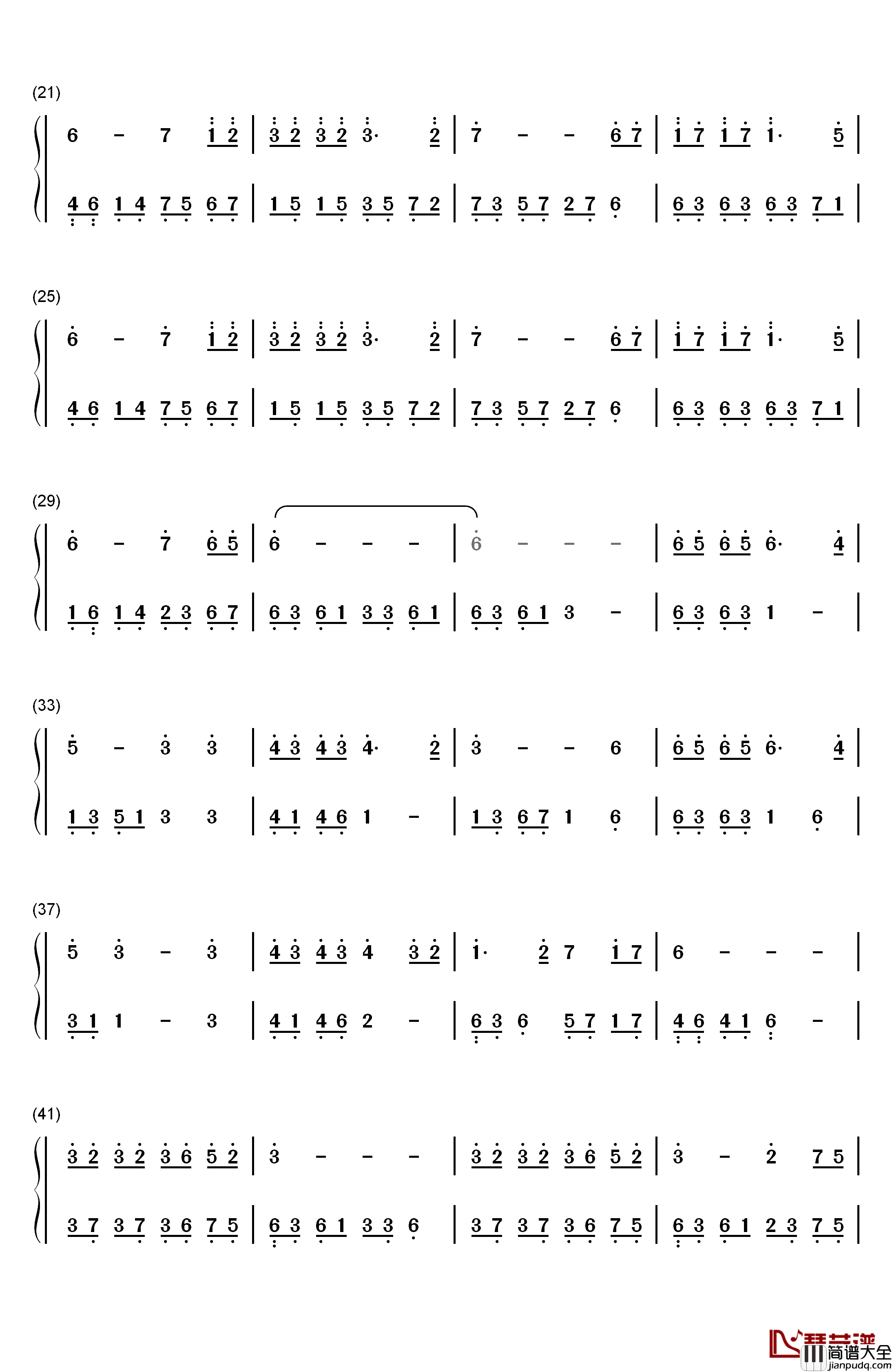 姜氏孤儿钢琴简谱_数字双手_麦振鸿