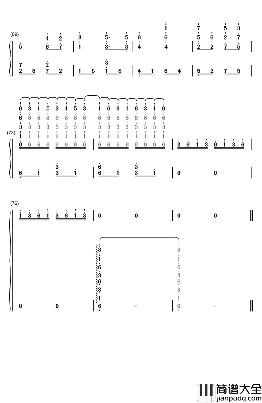 让我们荡起双浆钢琴简谱_数字双手_刘炽