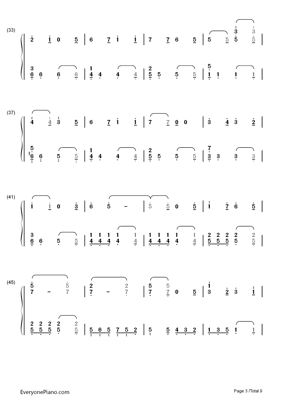 ノエルの夜钢琴简谱_数字双手_AKB48