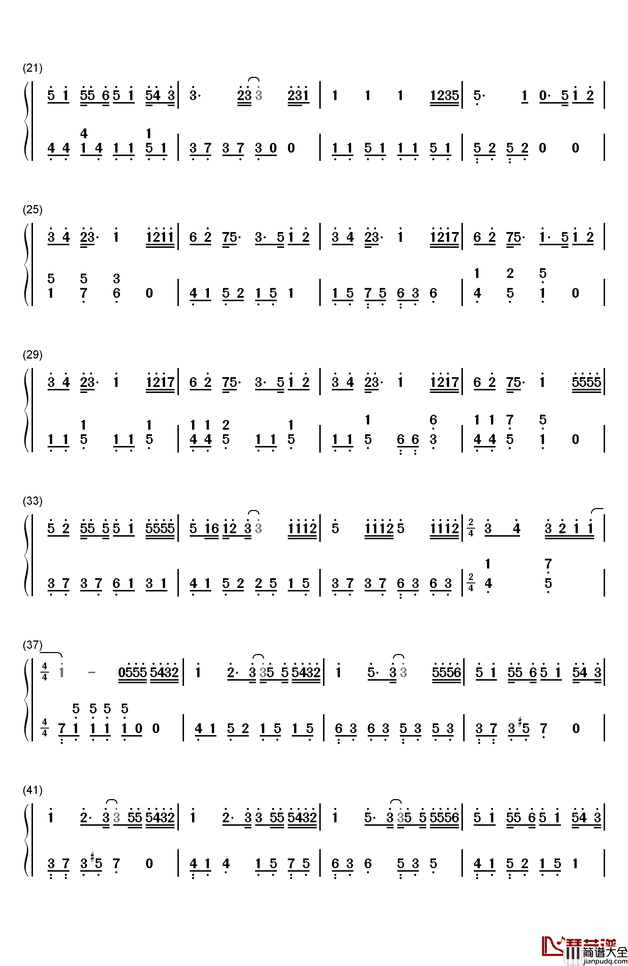 蜂鸟钢琴简谱_数字双手_吴青峰