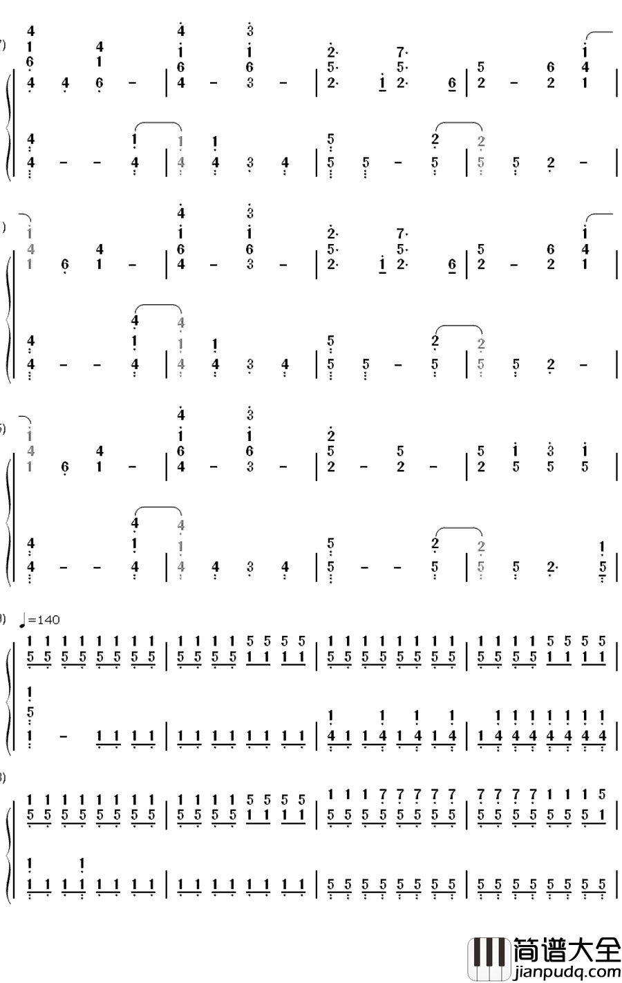 Fix_You钢琴简谱_数字双手_Coldplay