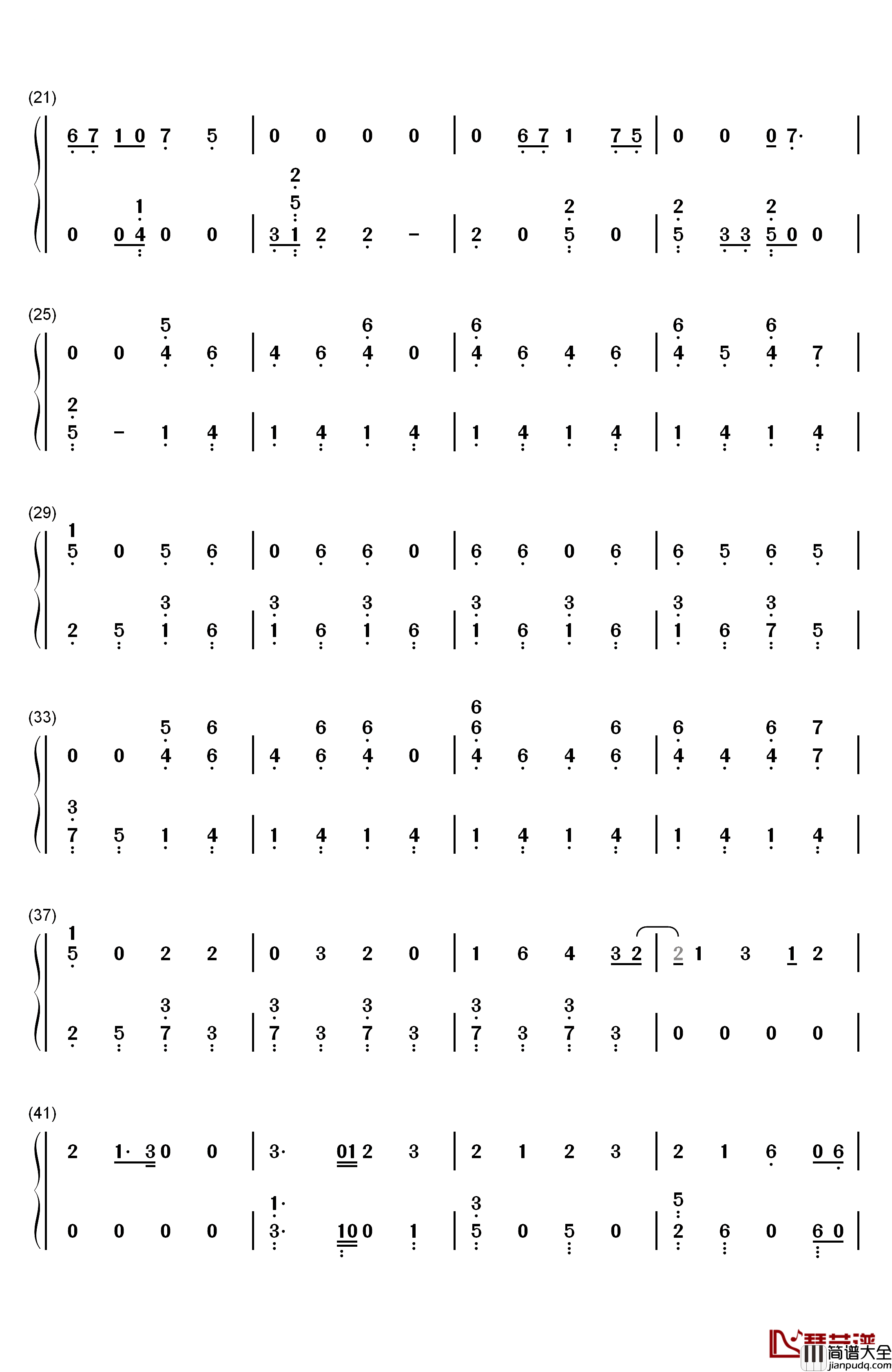 Answer钢琴简谱_数字双手_Rihanna