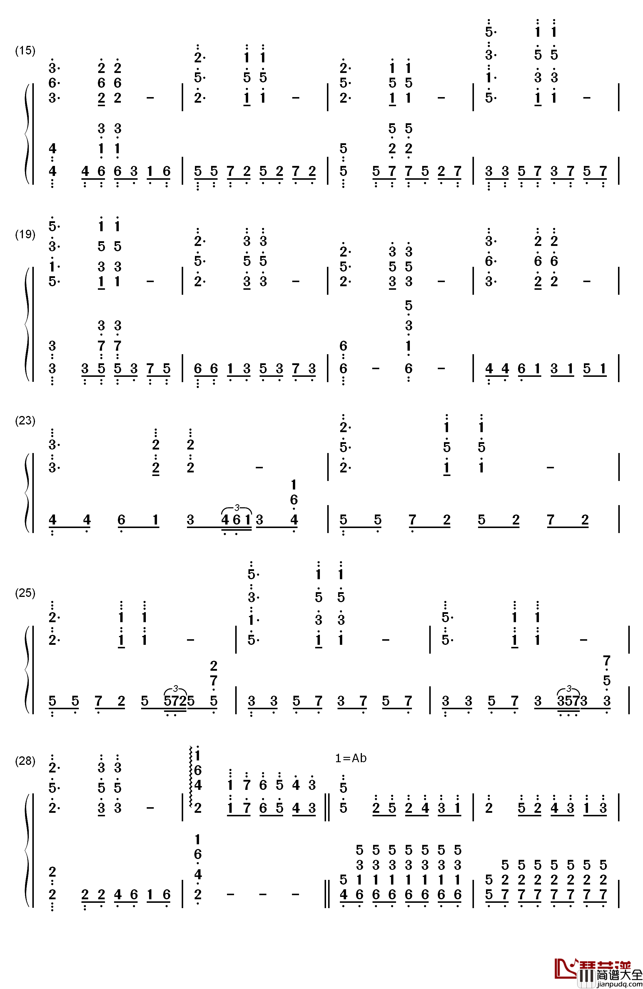 Bravely_You钢琴简谱_数字双手_Lia