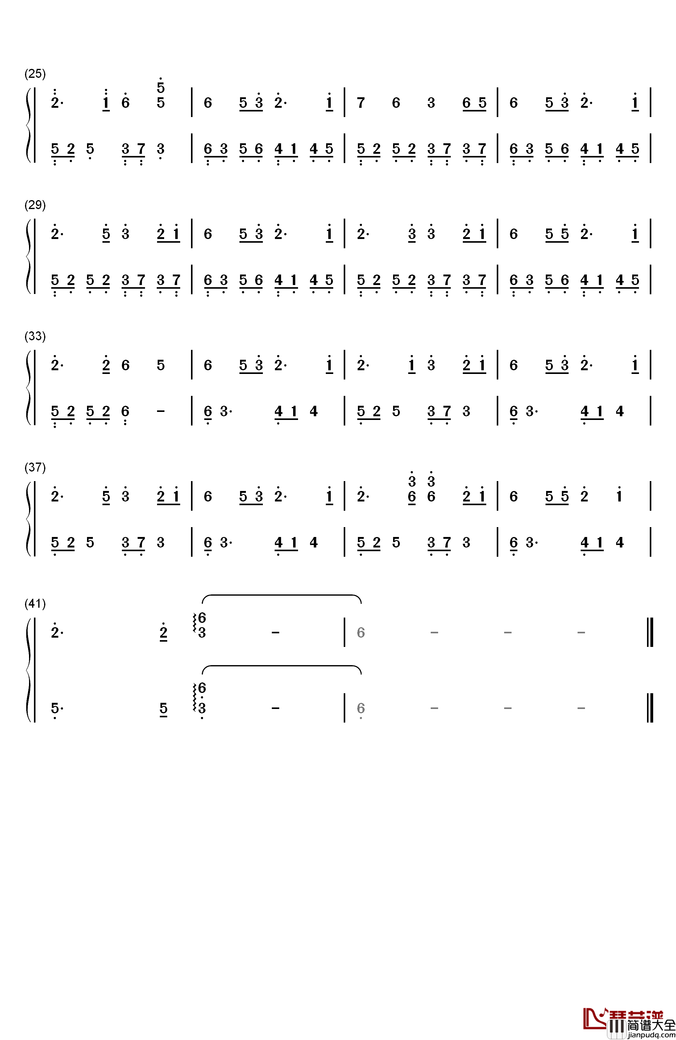 春雪钢琴简谱_数字双手_BlackHeaven