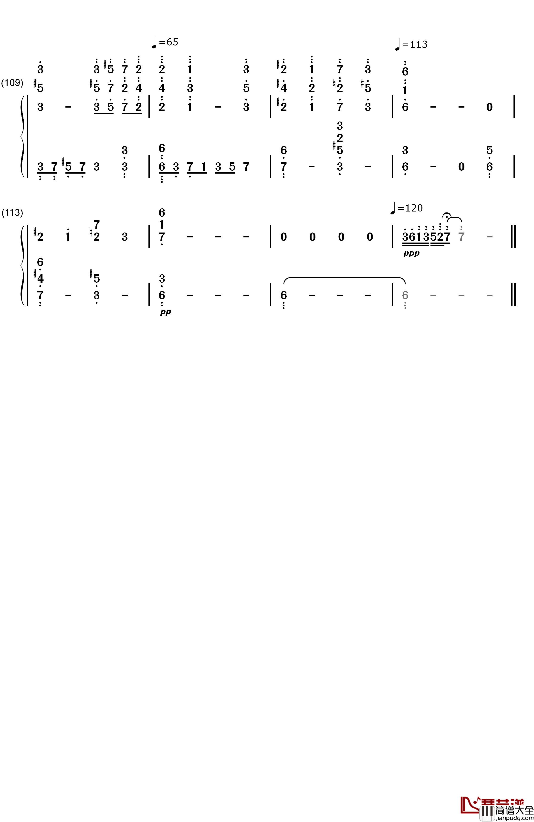 微光角落钢琴简谱_数字双手_林海