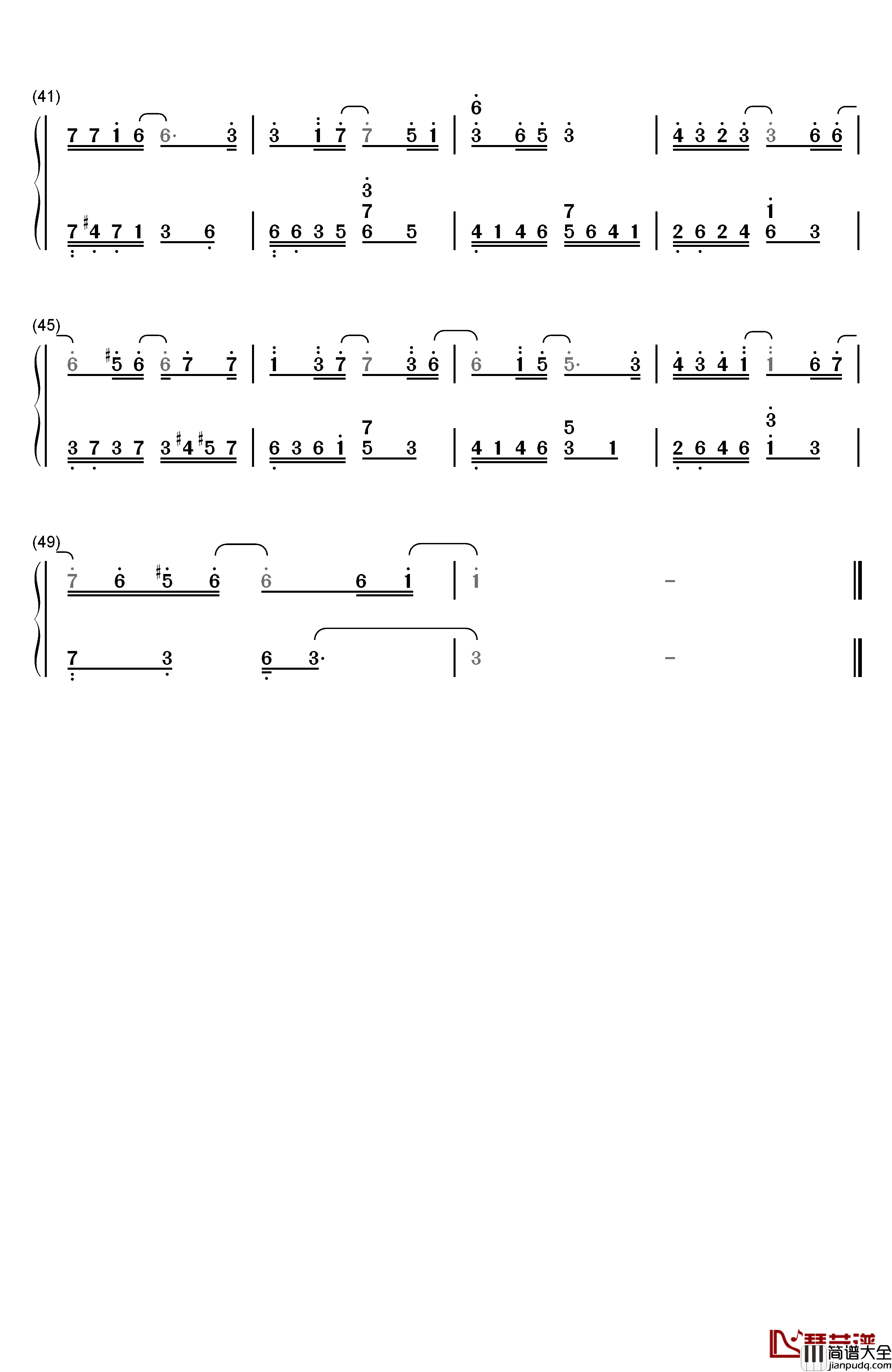 死一样的痛过钢琴简谱_数字双手_MC梦