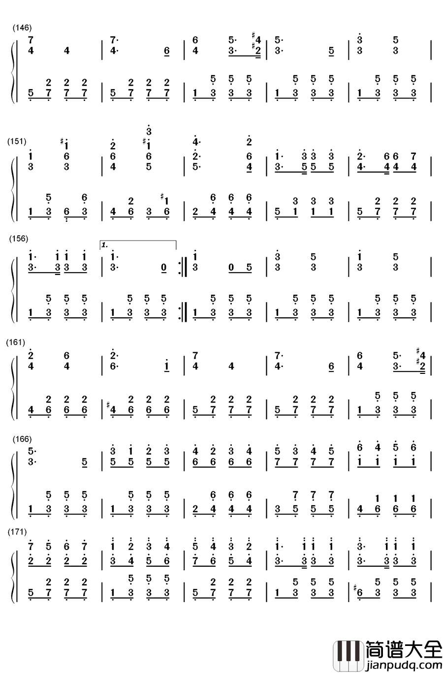 海涛钢琴简谱_数字双手_布兰克