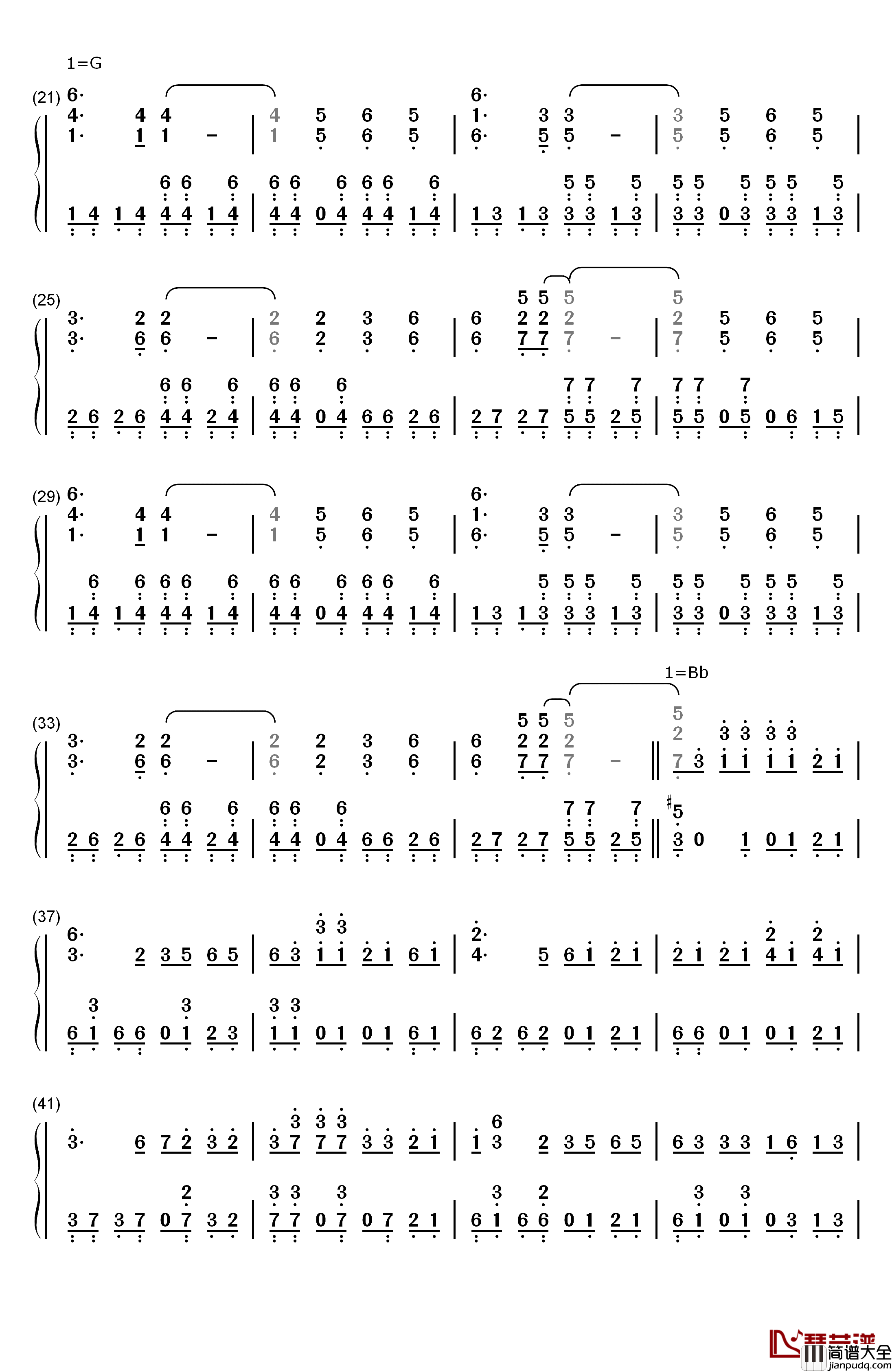 爱之初体验钢琴简谱_数字双手_张震岳