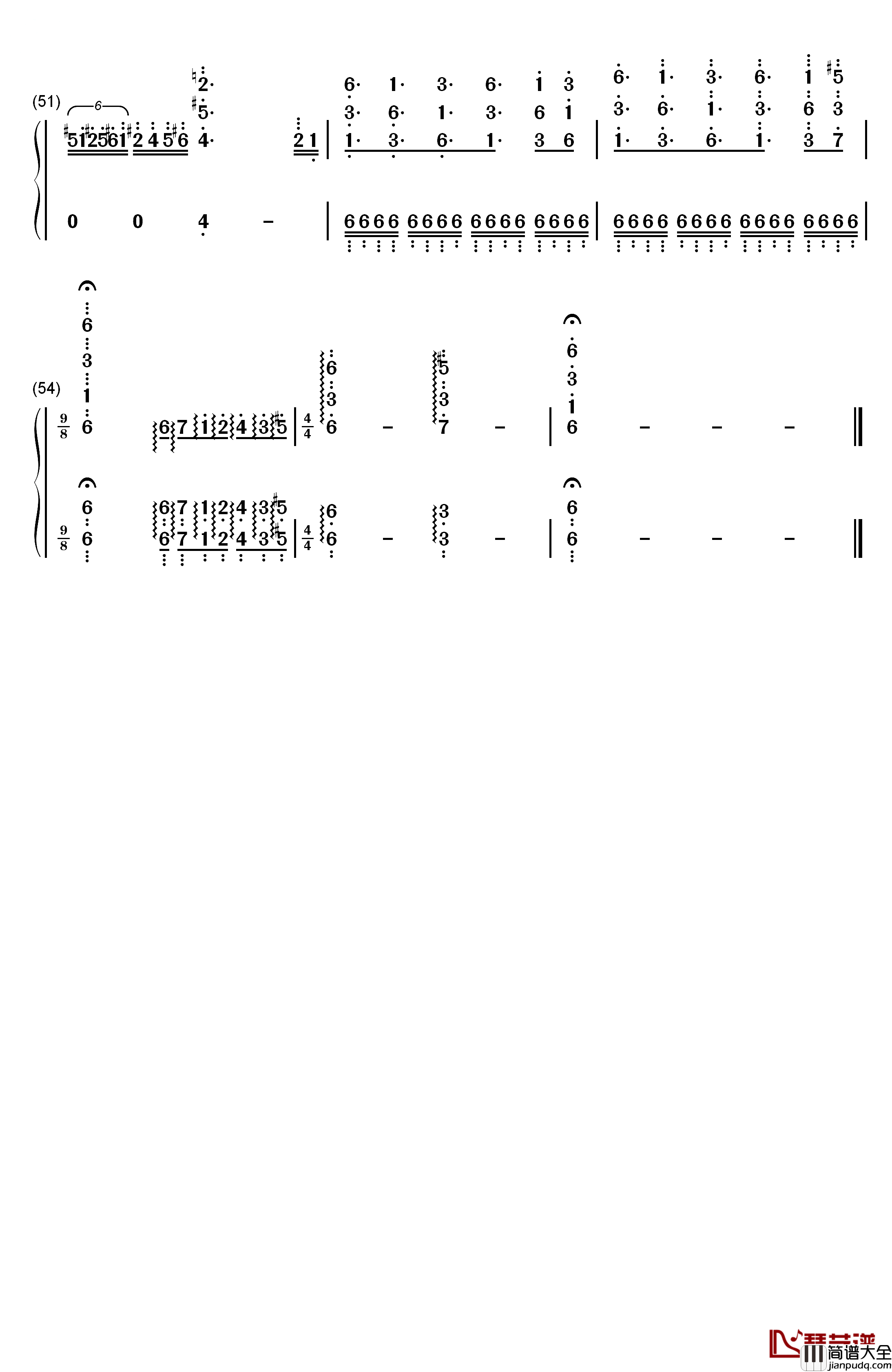 琴之翼钢琴简谱_数字双手_V.K克