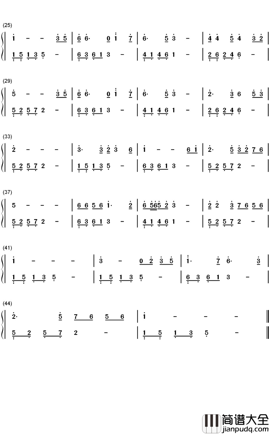 真的好想你钢琴简谱_数字双手_周冰倩