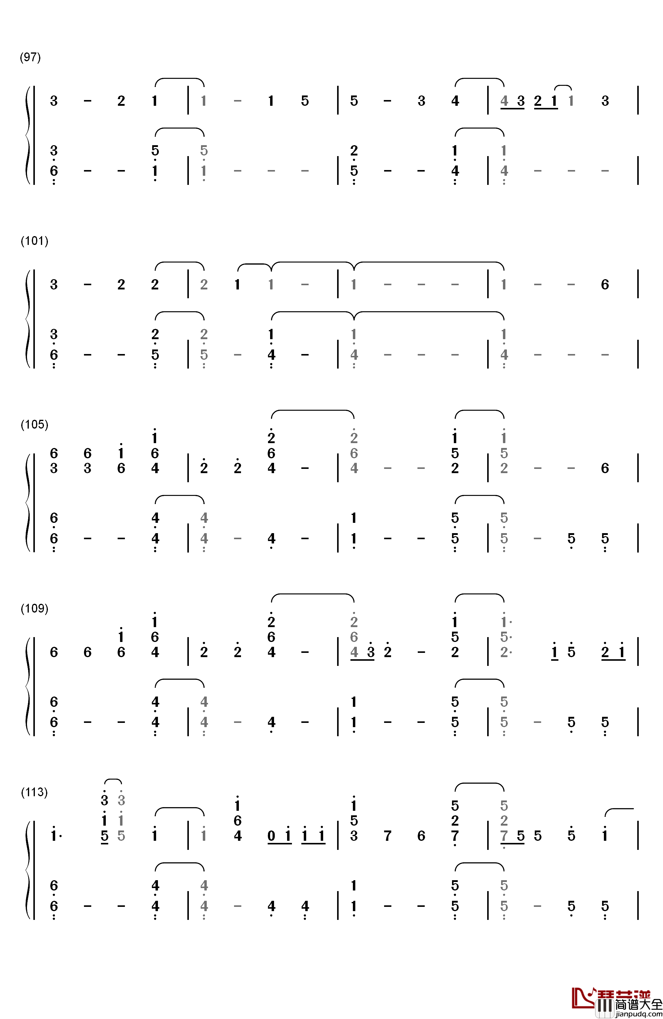 Hello钢琴简谱_数字双手_Adele