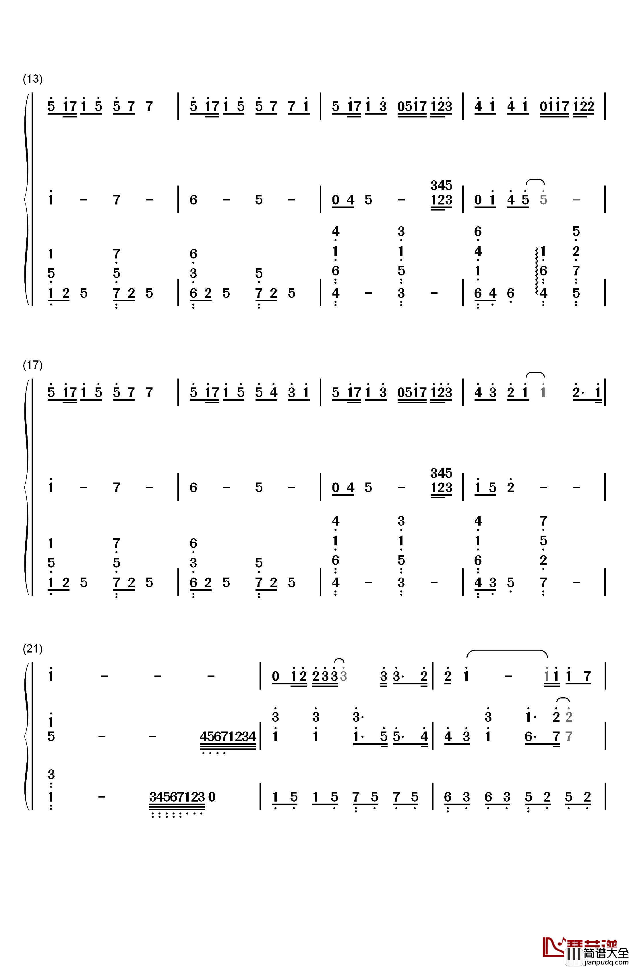 当你钢琴简谱_数字双手_林俊杰