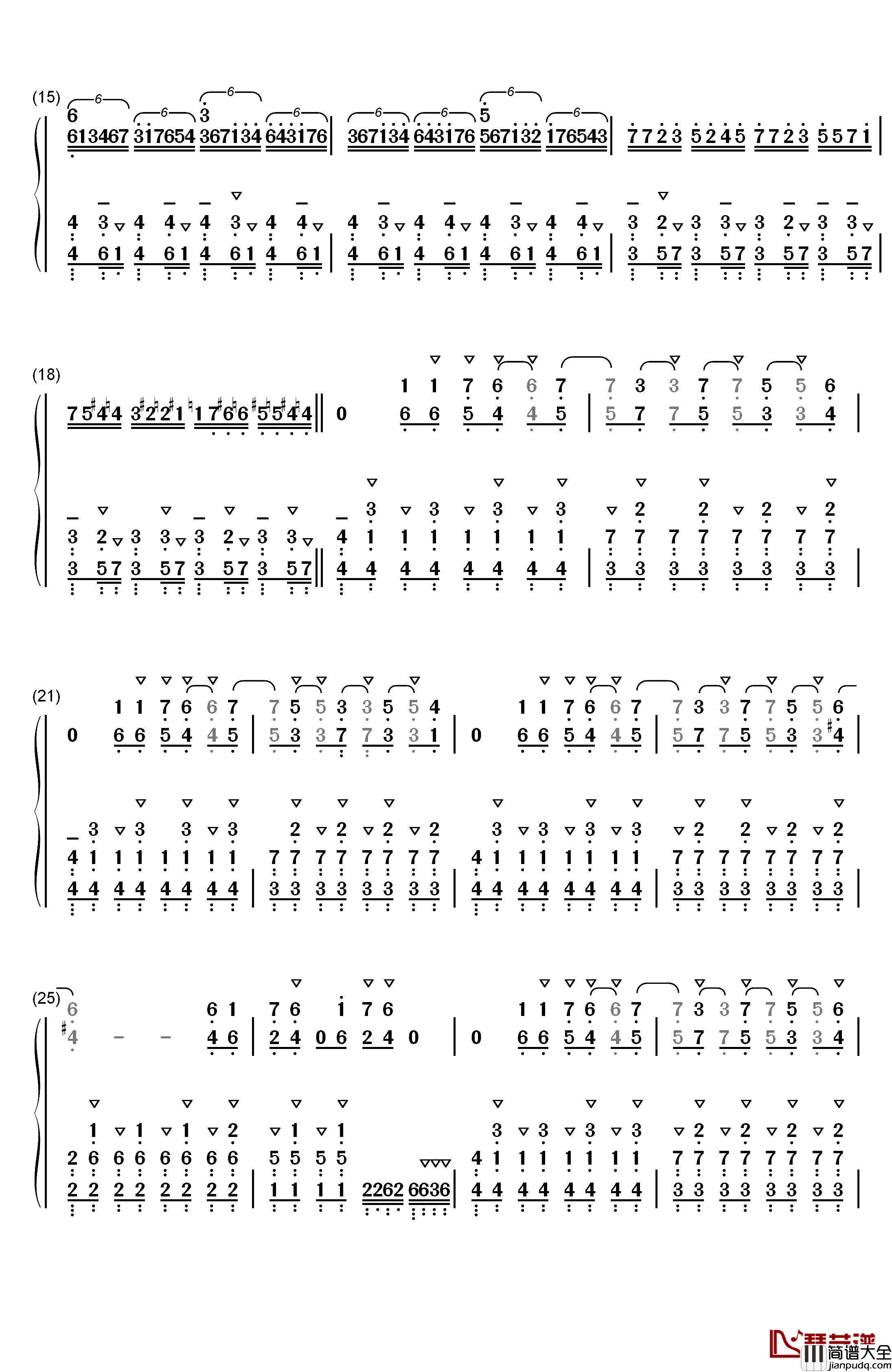 ココロ钢琴简谱_数字双手_镜音リン