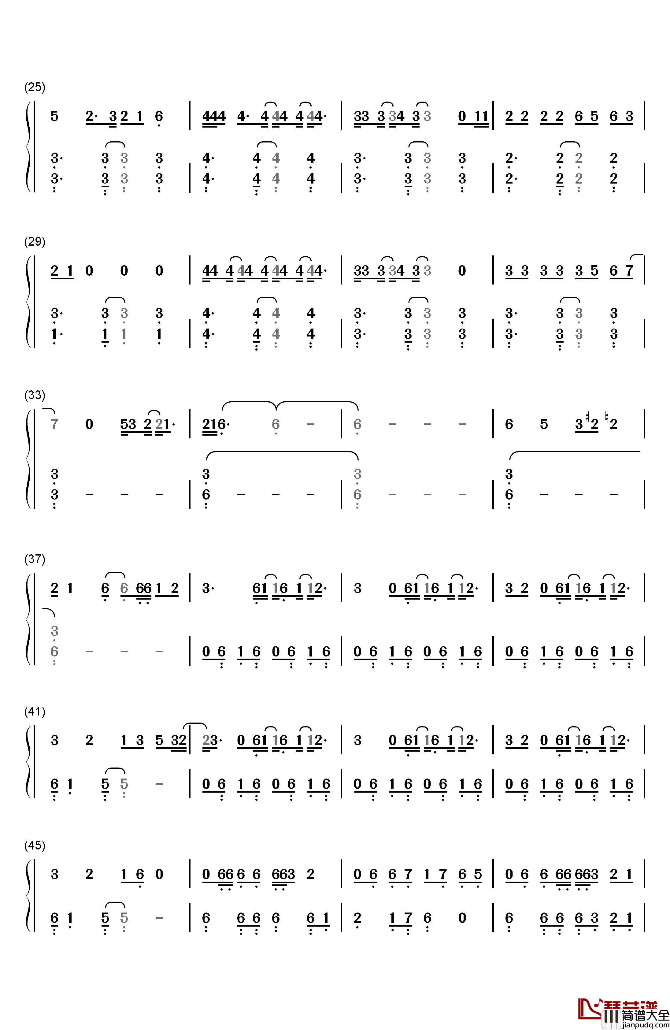 つなぐ钢琴简谱_数字双手_嵐