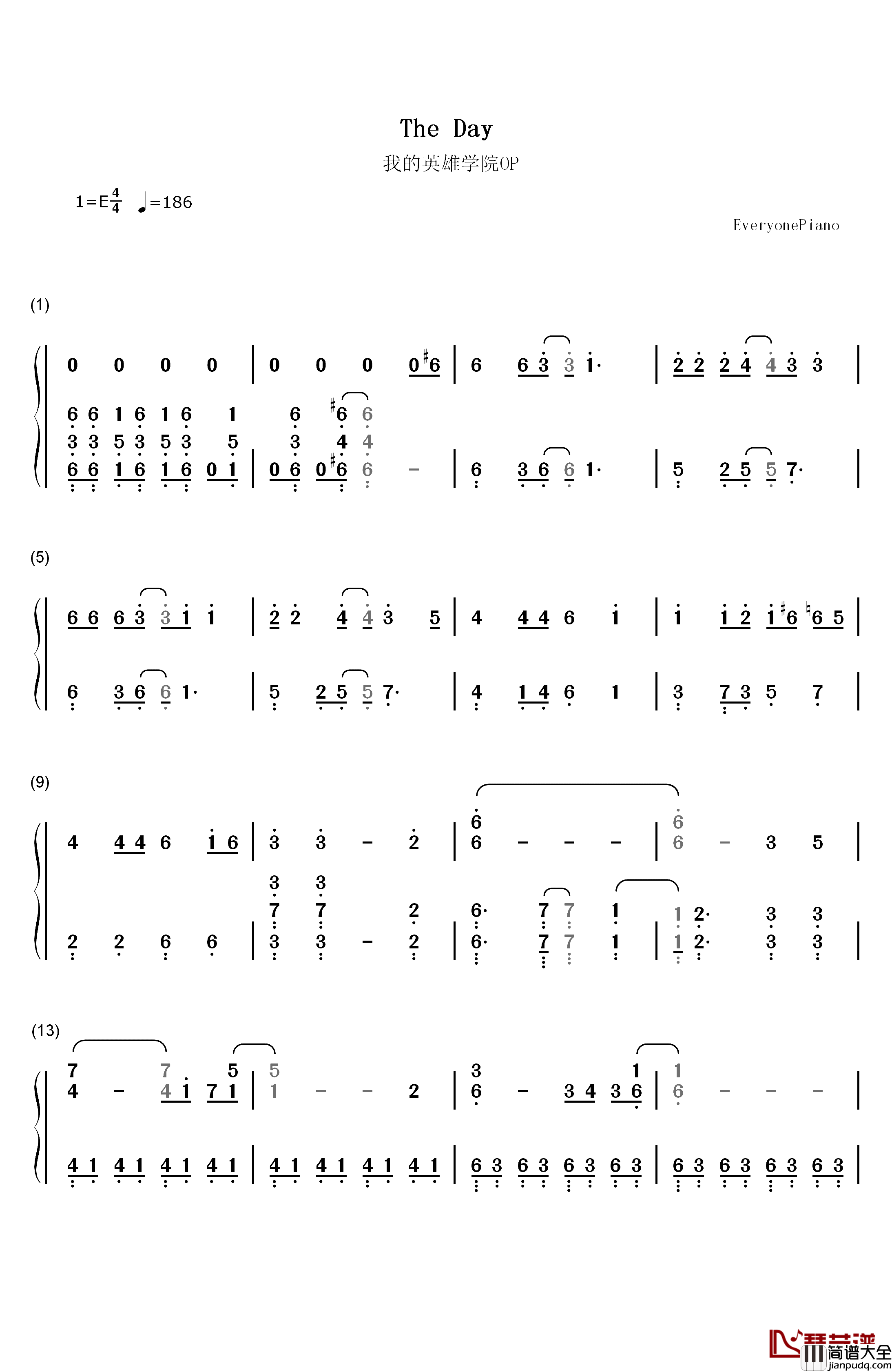 The_Day钢琴简谱_数字双手_色情涂鸦