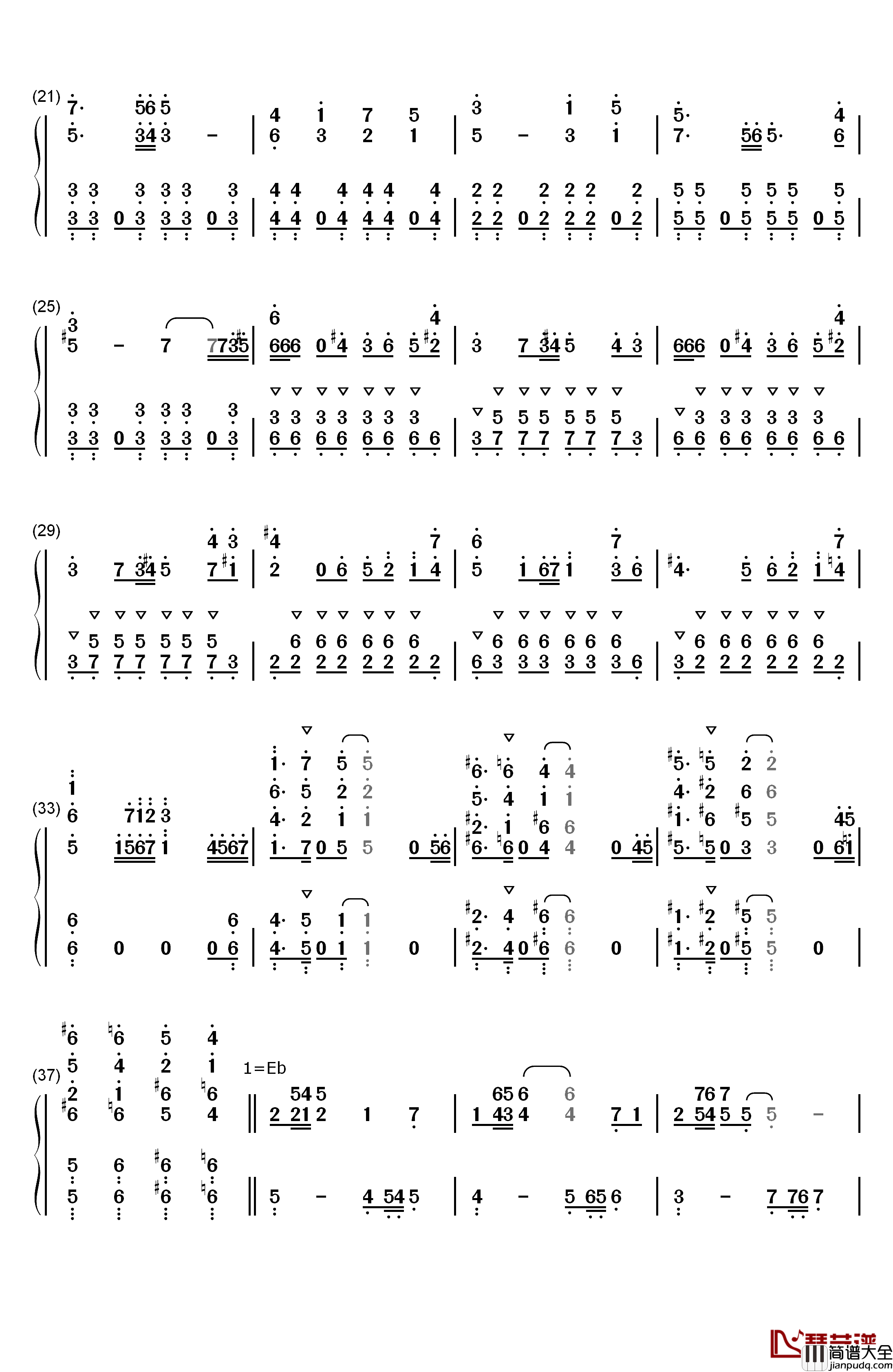 Distant_Roads钢琴简谱_数字双手_辻横由佳