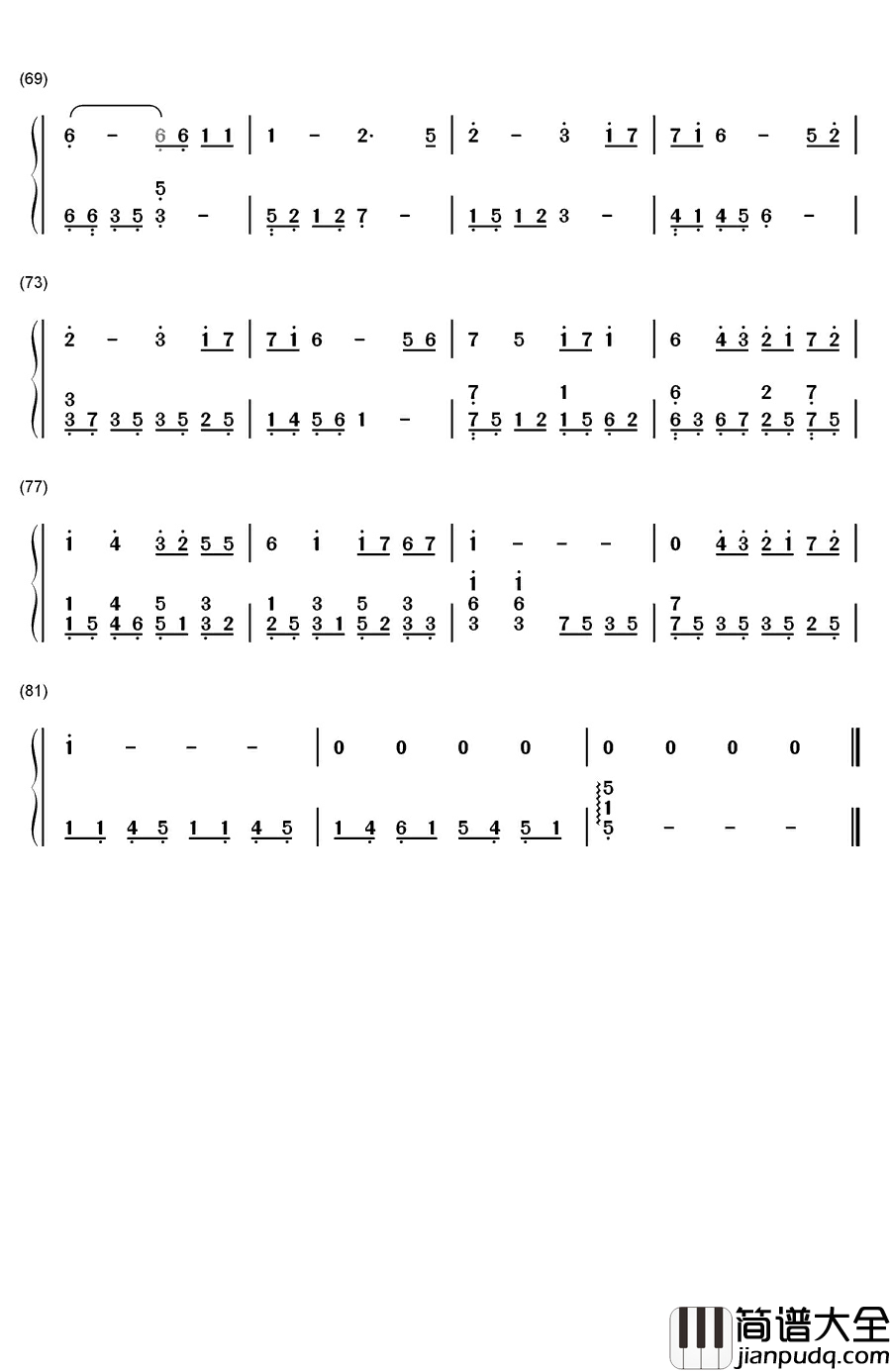 木漏れ日钢琴简谱_数字双手_riya