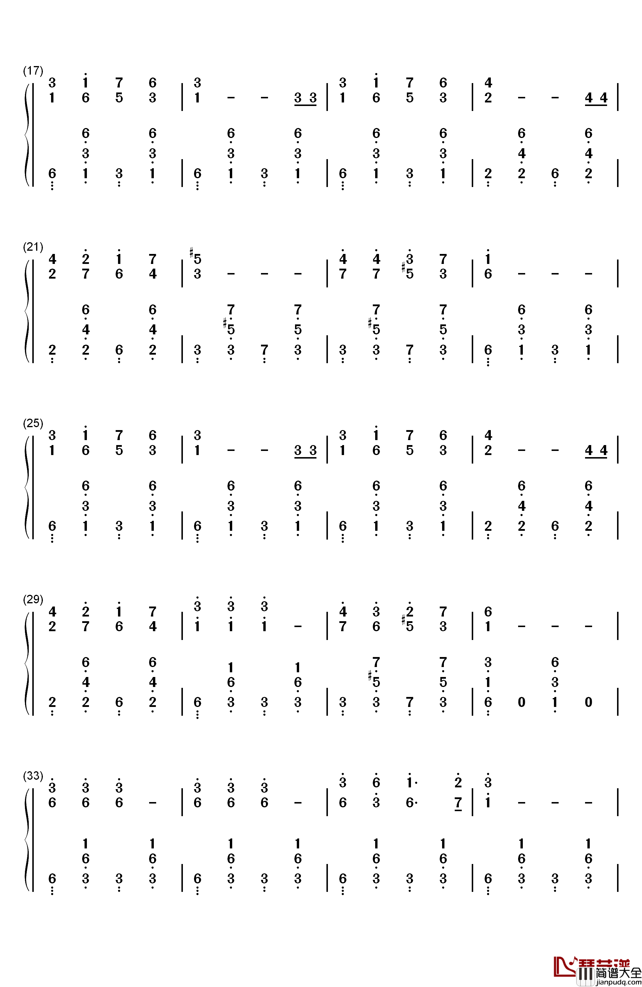 铃儿响叮当小调版钢琴简谱_数字双手_詹姆斯·罗德·皮尔彭特__James_Lord_Pierpont