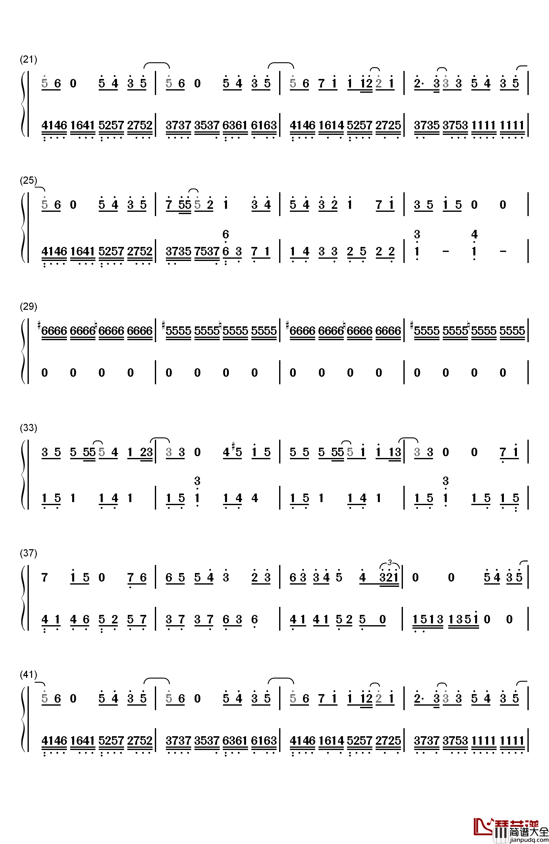 说谎钢琴简谱_数字双手_林宥嘉