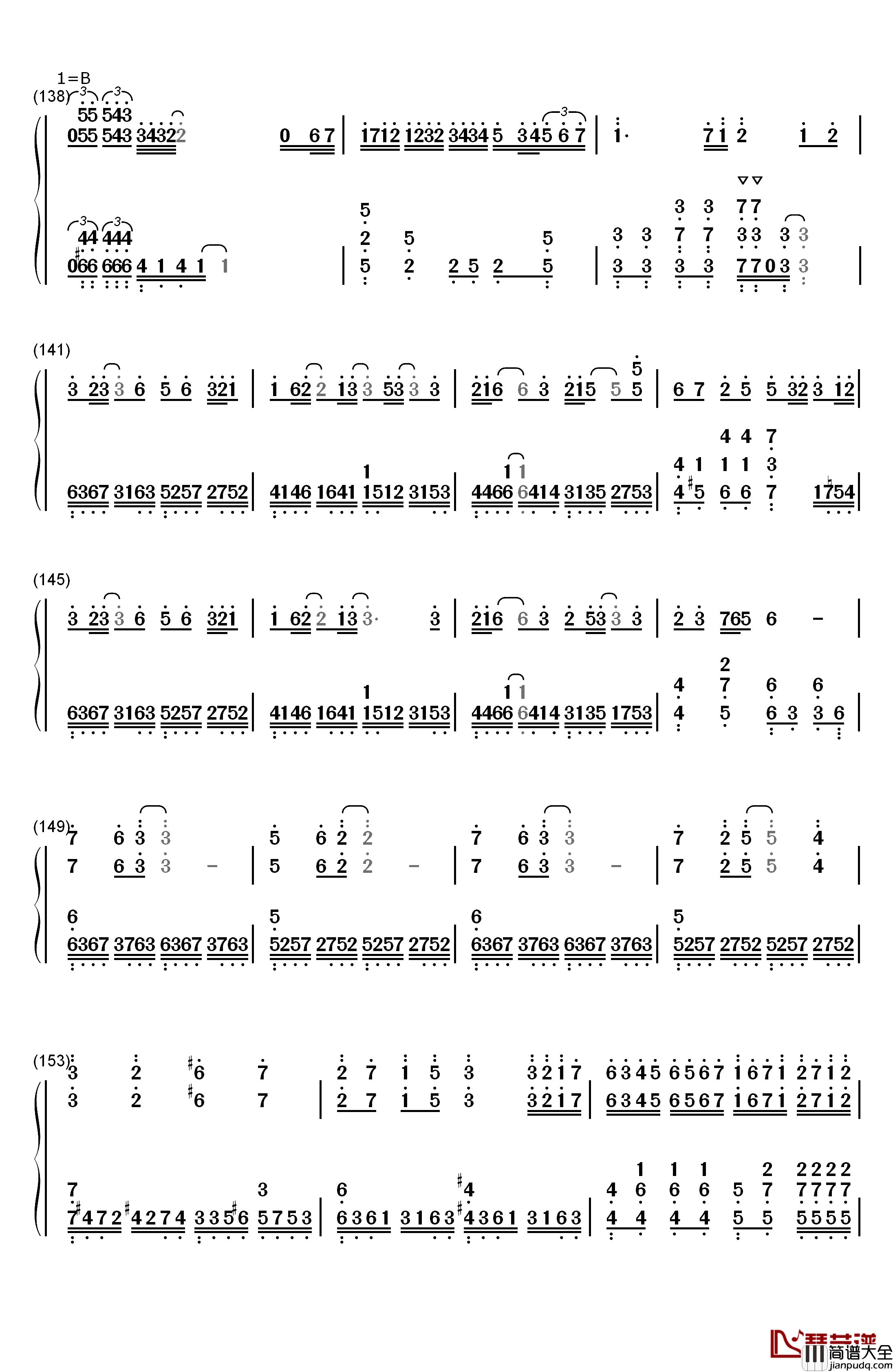 灵契钢琴简谱_数字双手_Assen捷_五音Jw