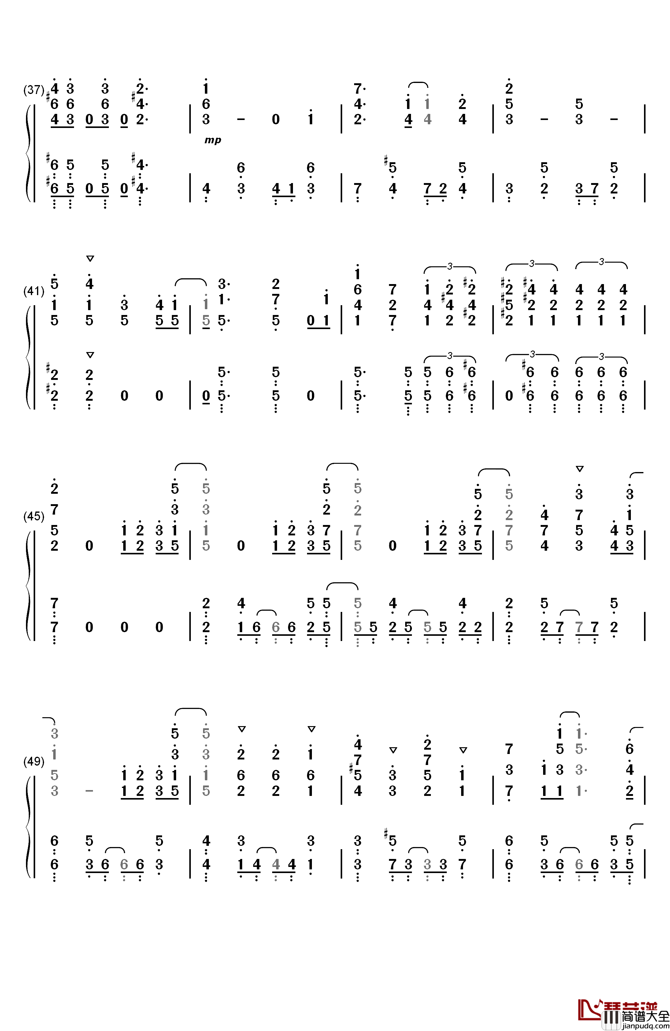 Bitter_Sweet_Harmony钢琴简谱_数字双手_中岛爱