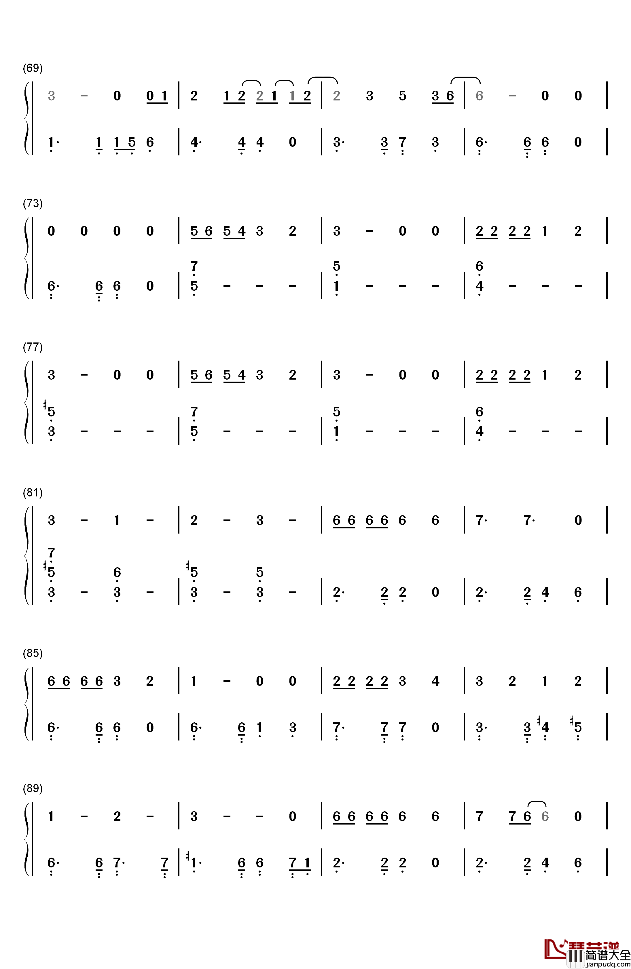 ひなげし钢琴简谱_数字双手_中岛美智代