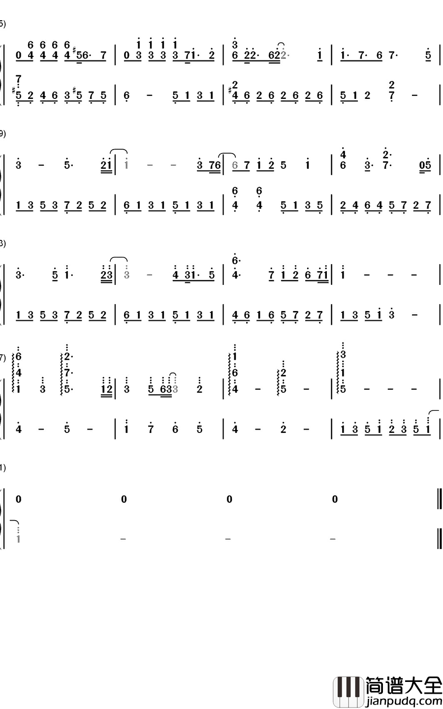 はじまりの呗钢琴简谱_数字双手_ALcot