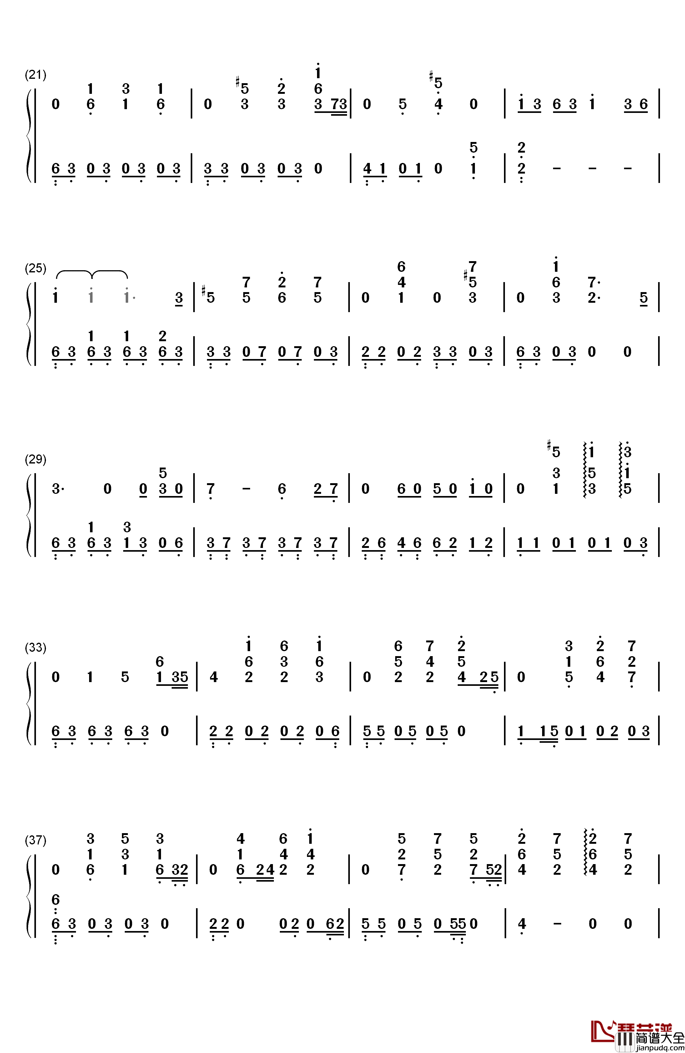 停格钢琴简谱_数字双手_蔡健雅