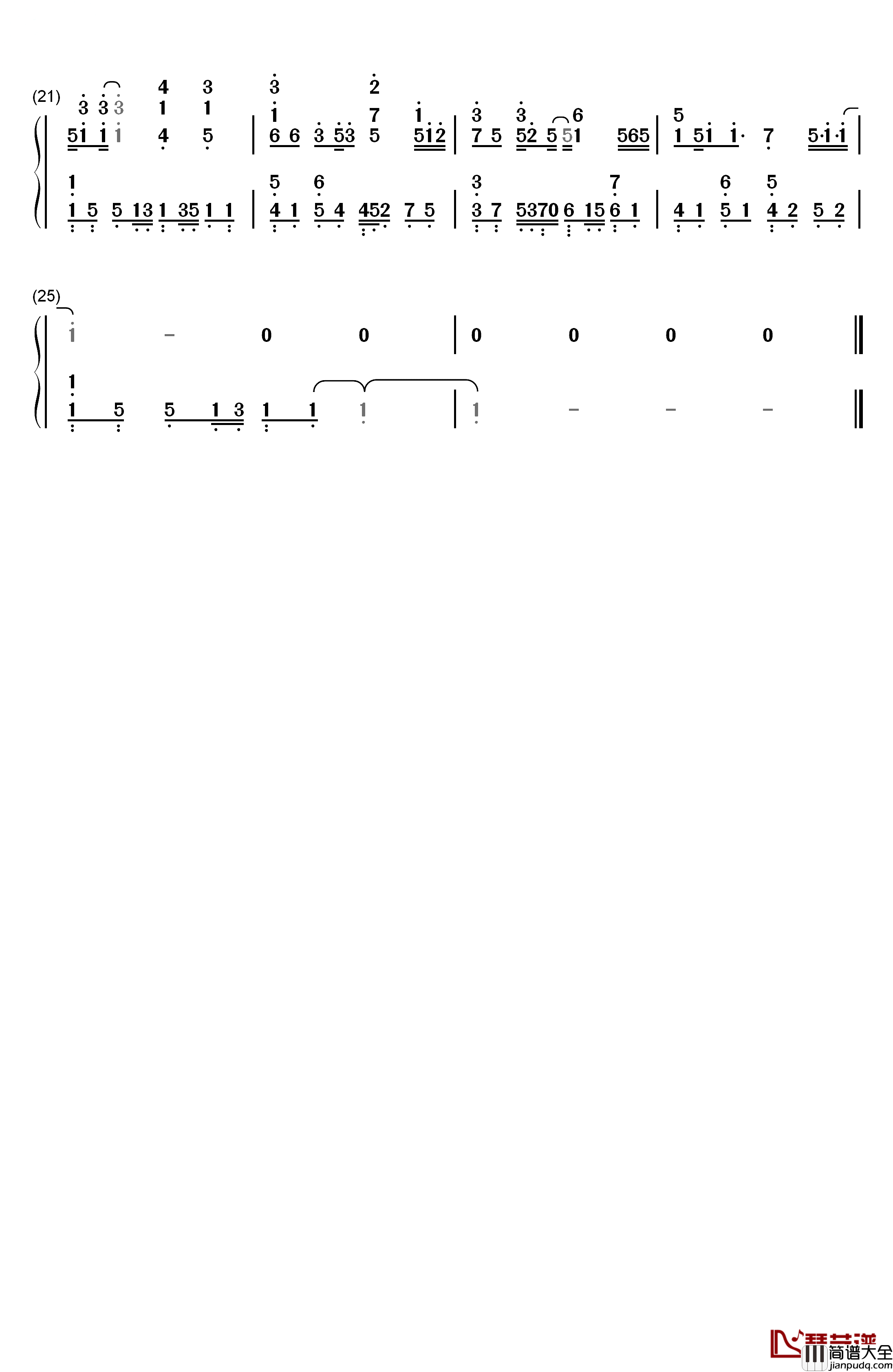 董小姐钢琴简谱_数字双手_左立
