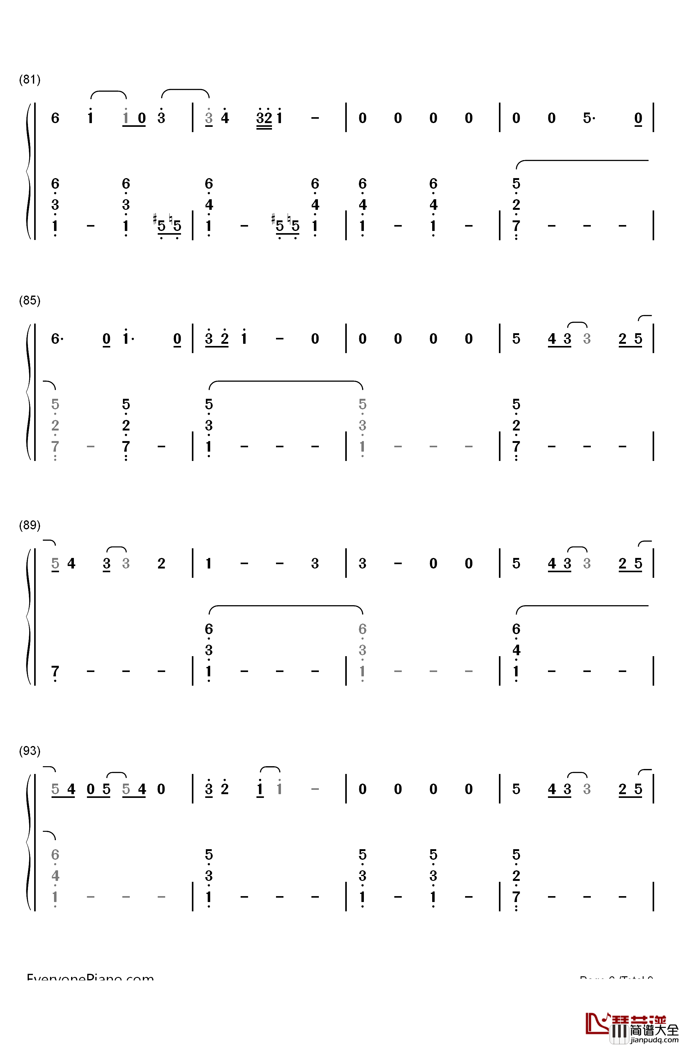 Cancer钢琴简谱_数字双手_Twenty_One_Pilots