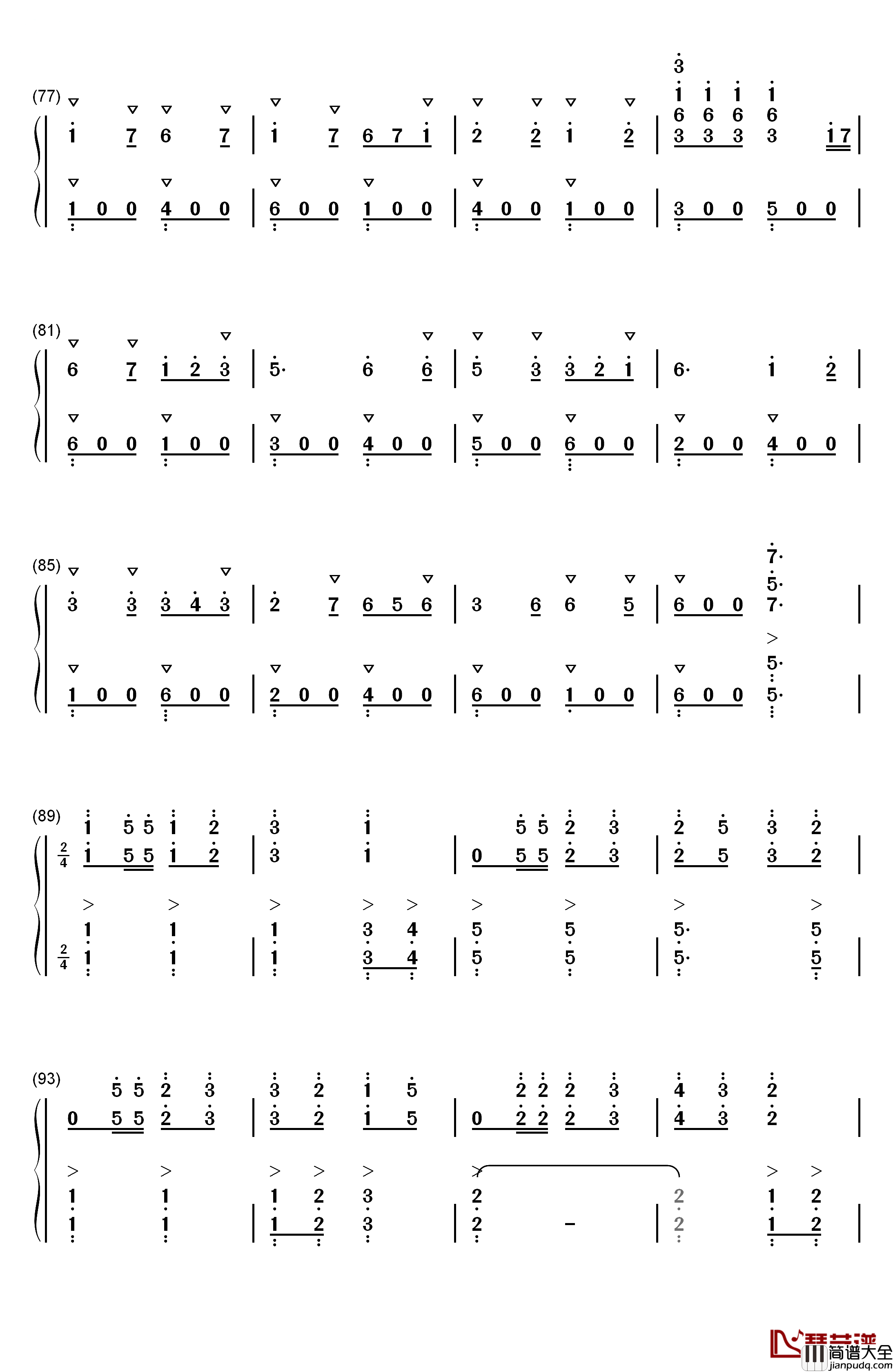 英国民歌组曲钢琴简谱_数字双手_沃恩·威廉斯